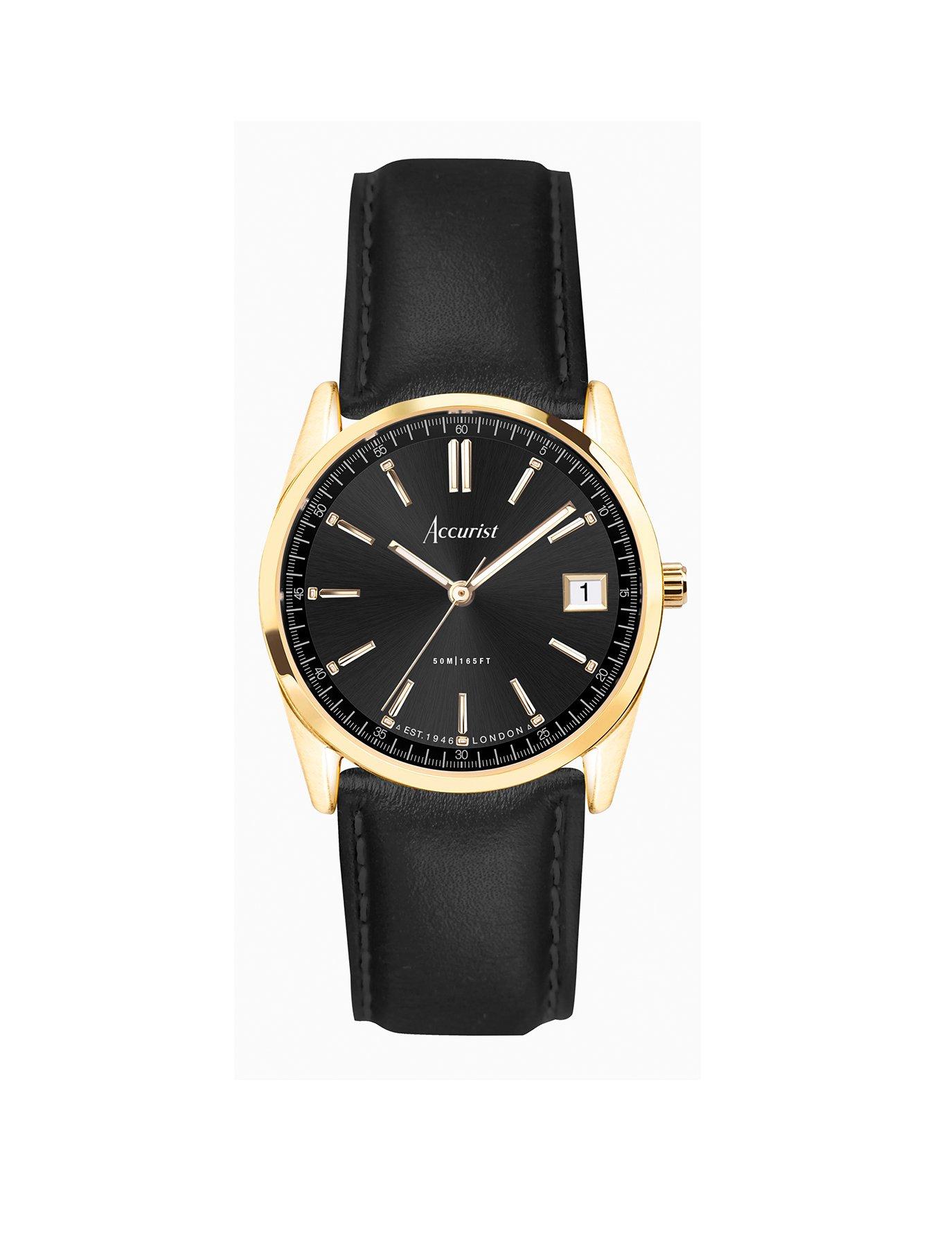 accurist-everyday-womens-black-leather-strap-analogue-watch