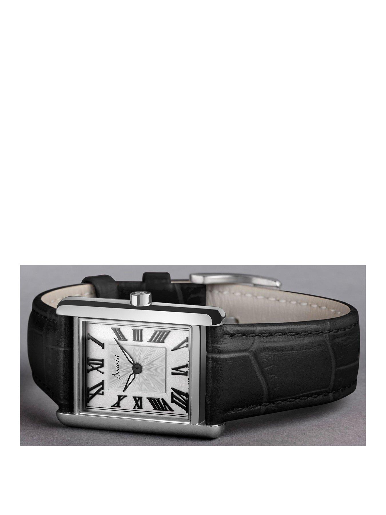 accurist-rectangle-womens-black-leather-strap-analogue-watchstillFront