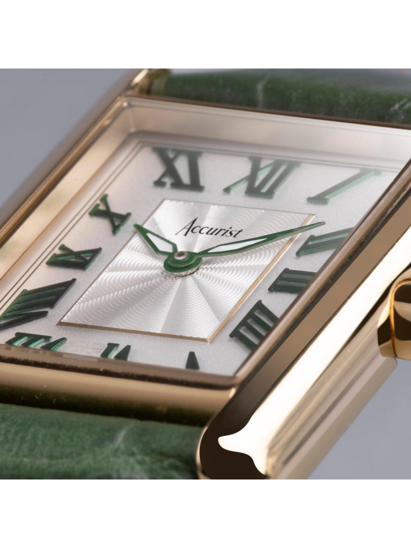 accurist-rectangle-womens-green-leather-strap-analogue-watchdetail