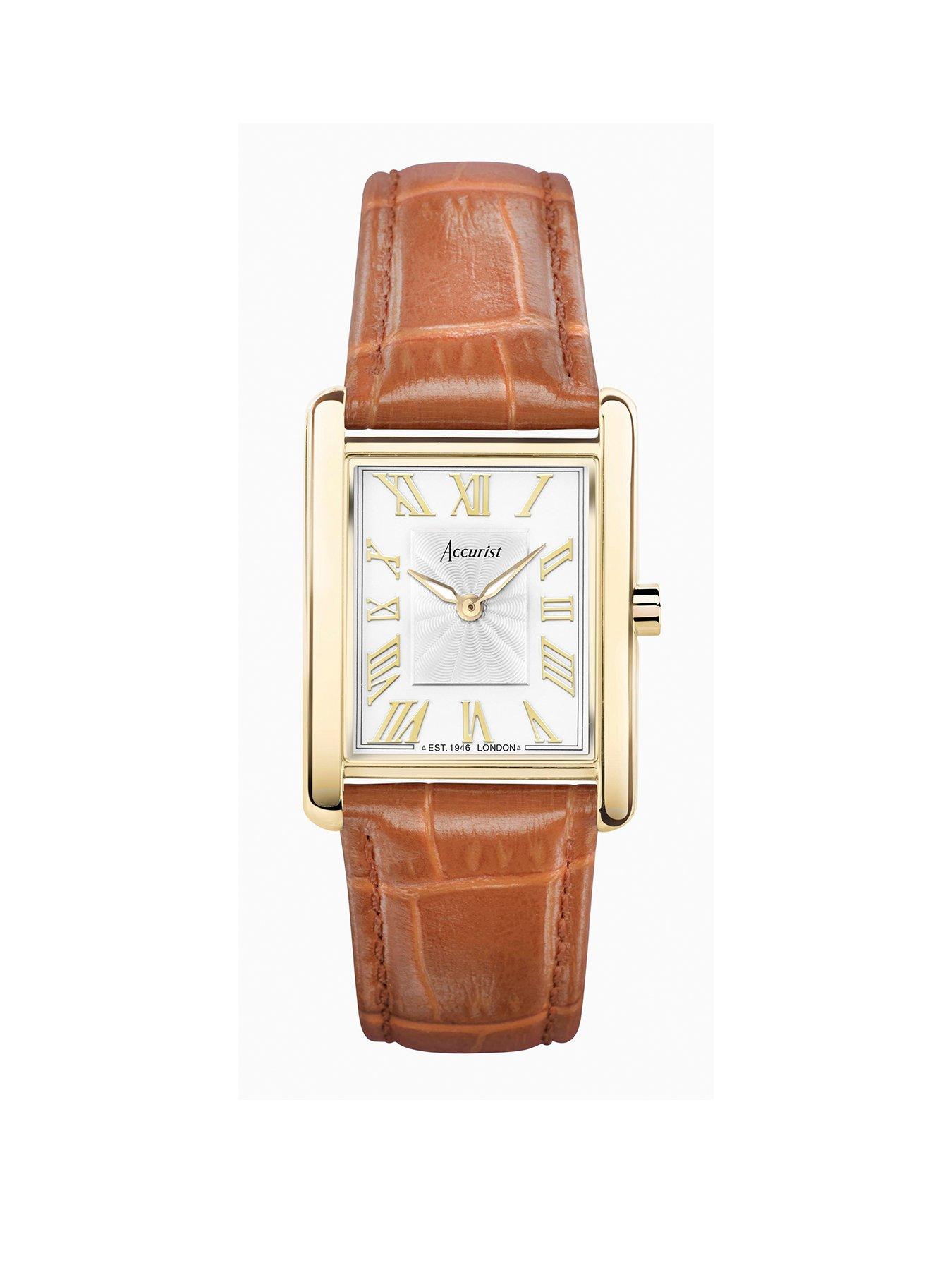 Accurist Rectangle Womens Tan Leather Strap Analogue Watch Very Ireland