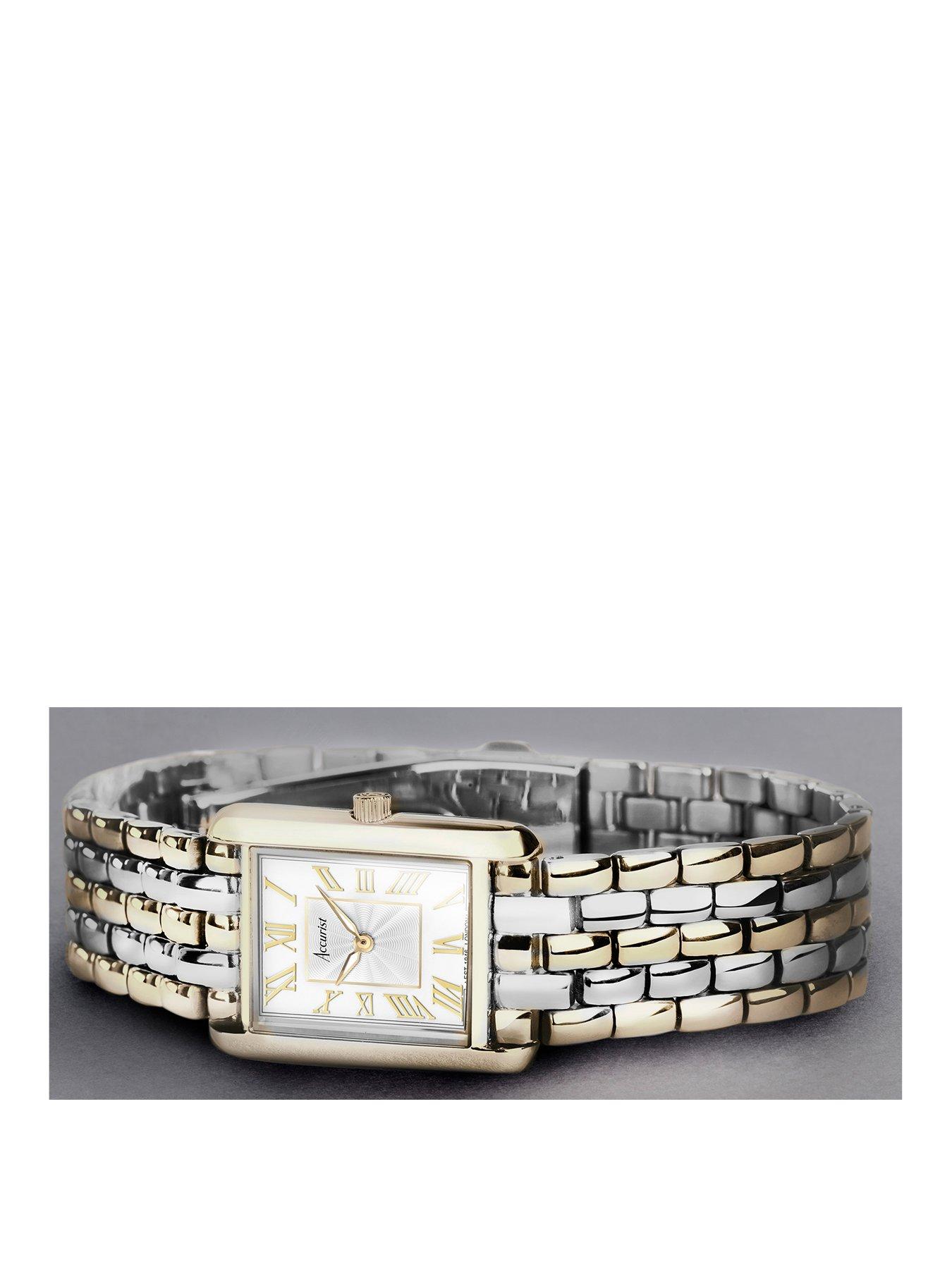 accurist-rectangle-womens-two-tone-stainless-steel-bracelet-analogue-watchstillFront