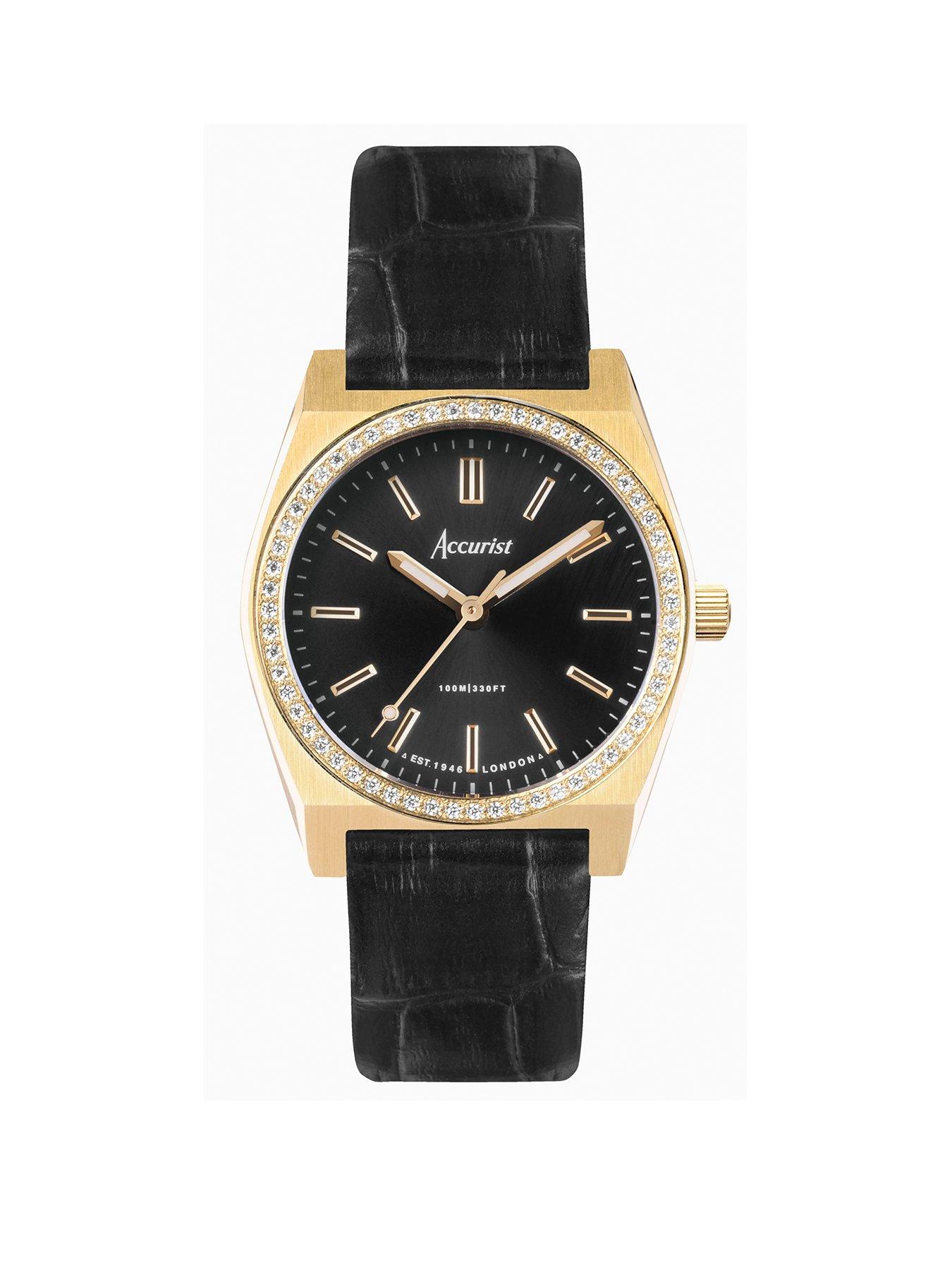 accurist-origin-womens-black-leather-strap-analogue-watch