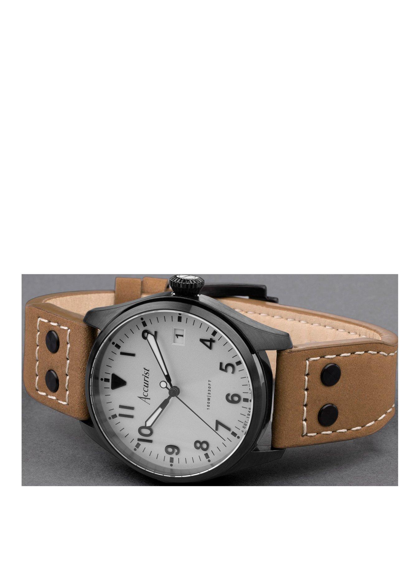 accurist-aviation-mens-brown-leather-strap-analogue-watchstillFront