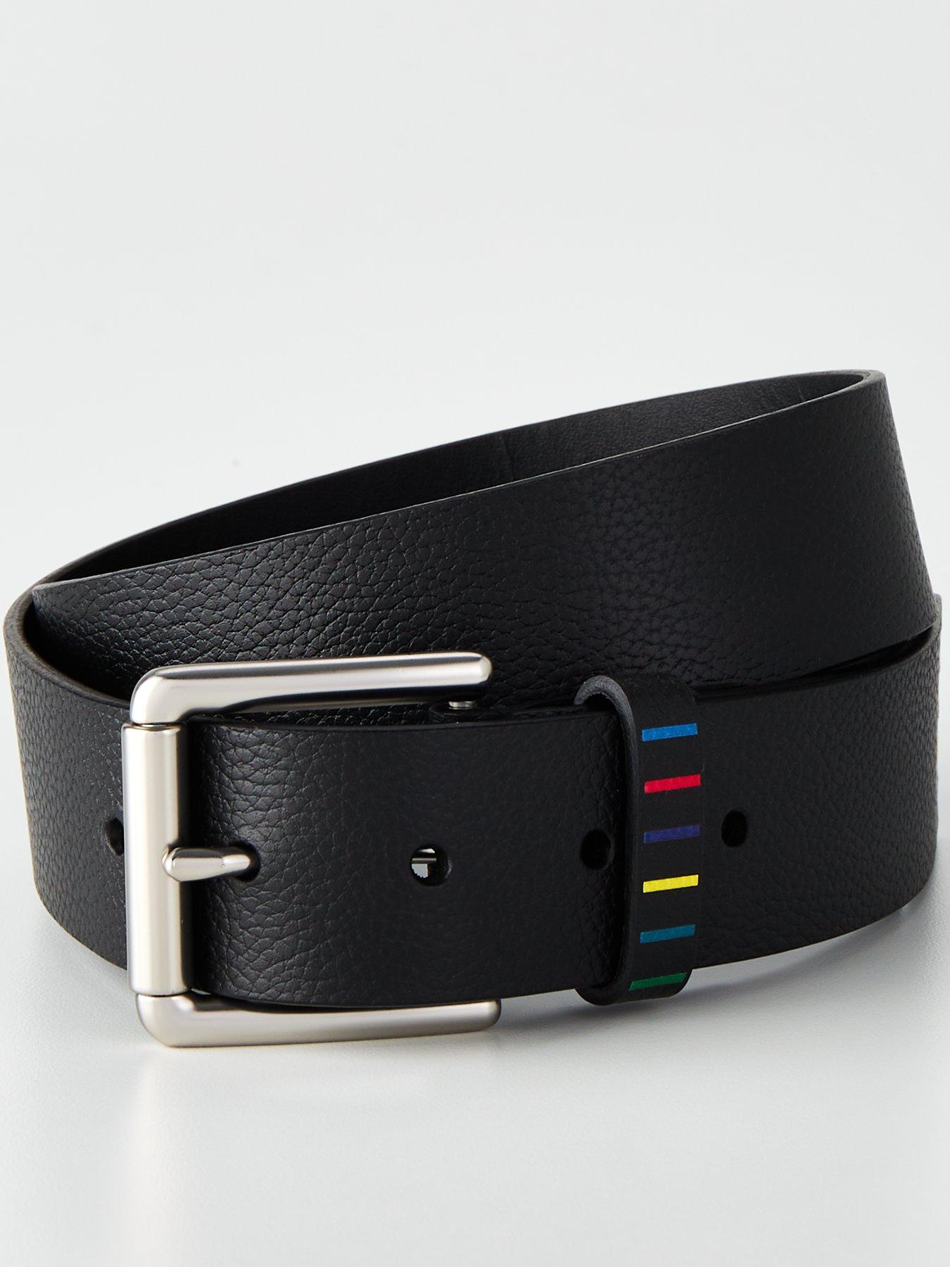 Men s Stripe Logo Belt Black