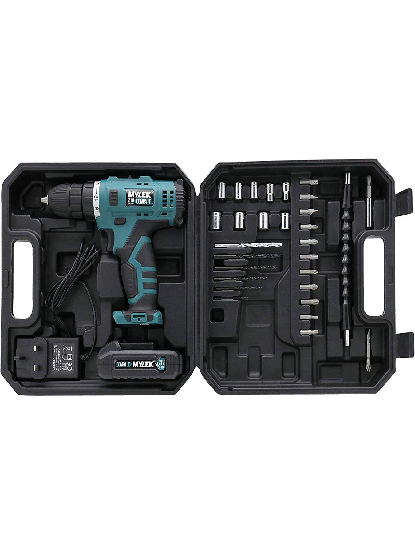 mylek-21v-cordless-drill-with-29-piece-accessory-set-and-carry-casestillFront