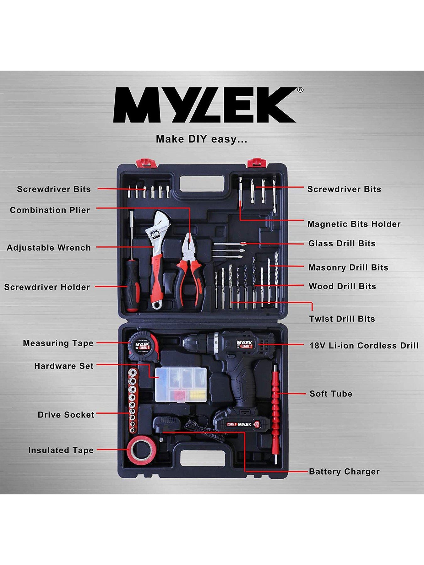 Image 2 of 7 of Mylek Cordless Drill Set 18V with&nbsp;90-Piece Tool Kit and Case