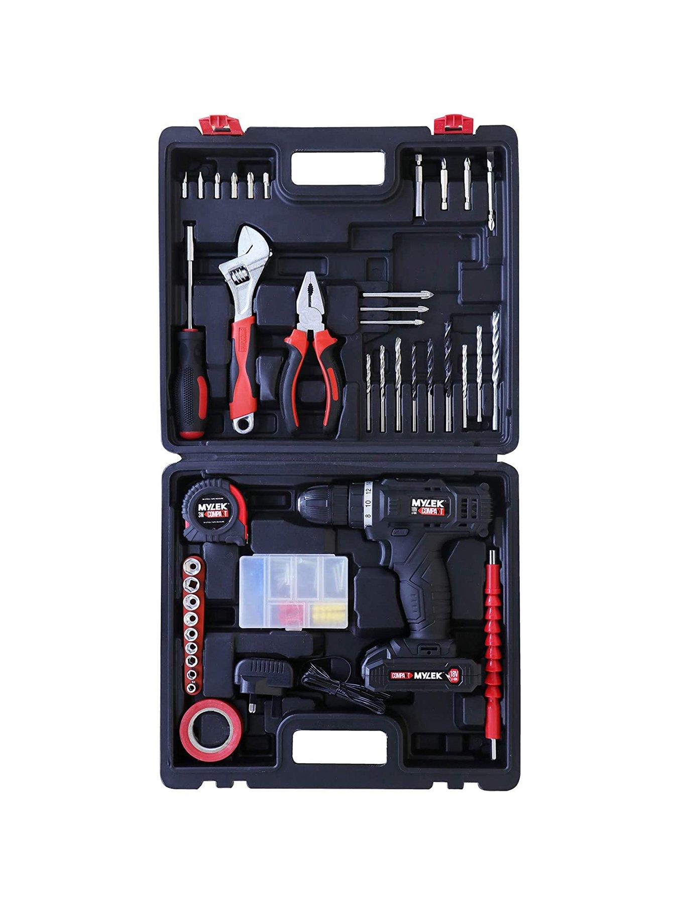 mylek-cordless-drill-set-18v-withnbsp90-piece-tool-kit-and-caseback