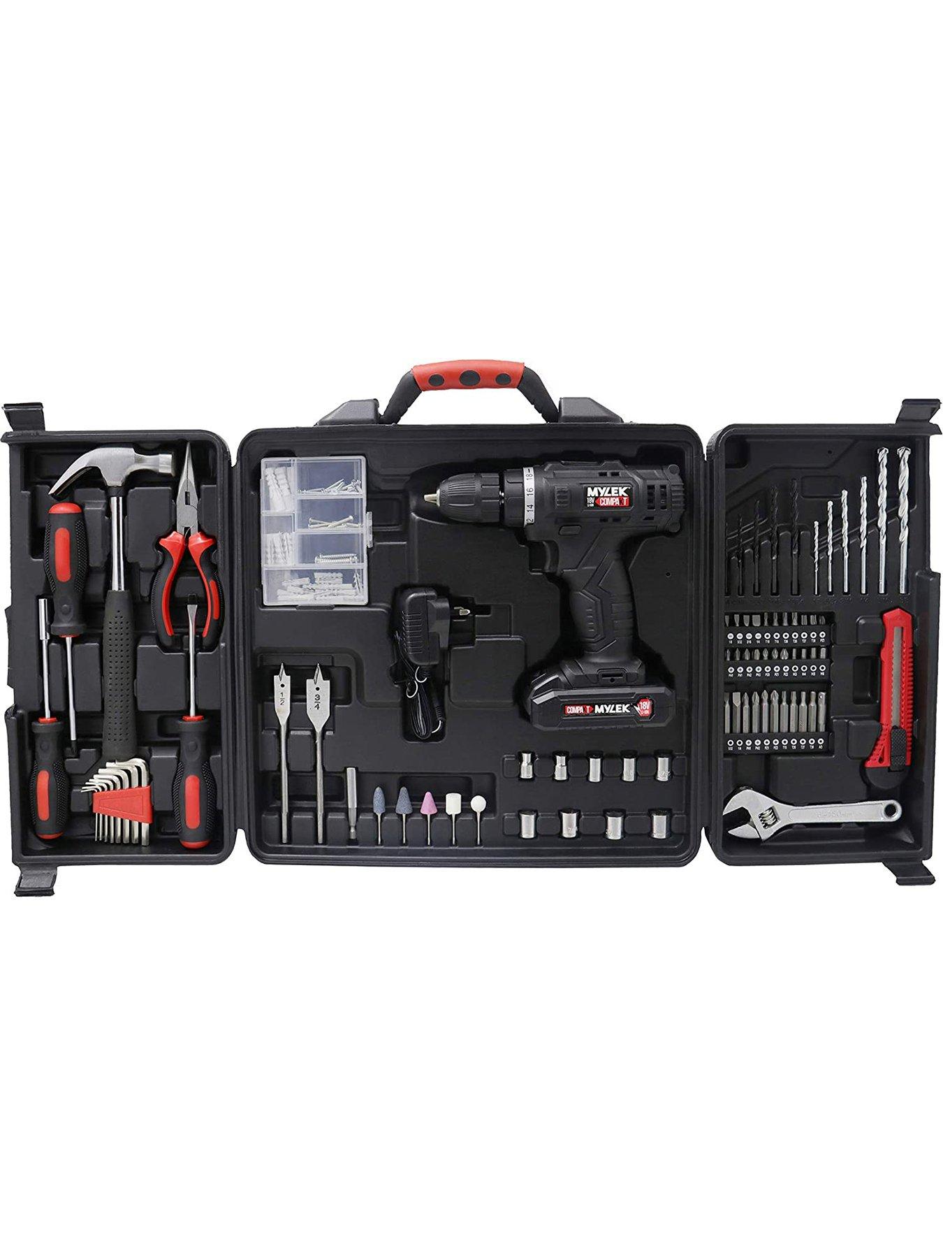 mylek-18v-cordless-drill-with-130-piece-tool-set-and-caseback