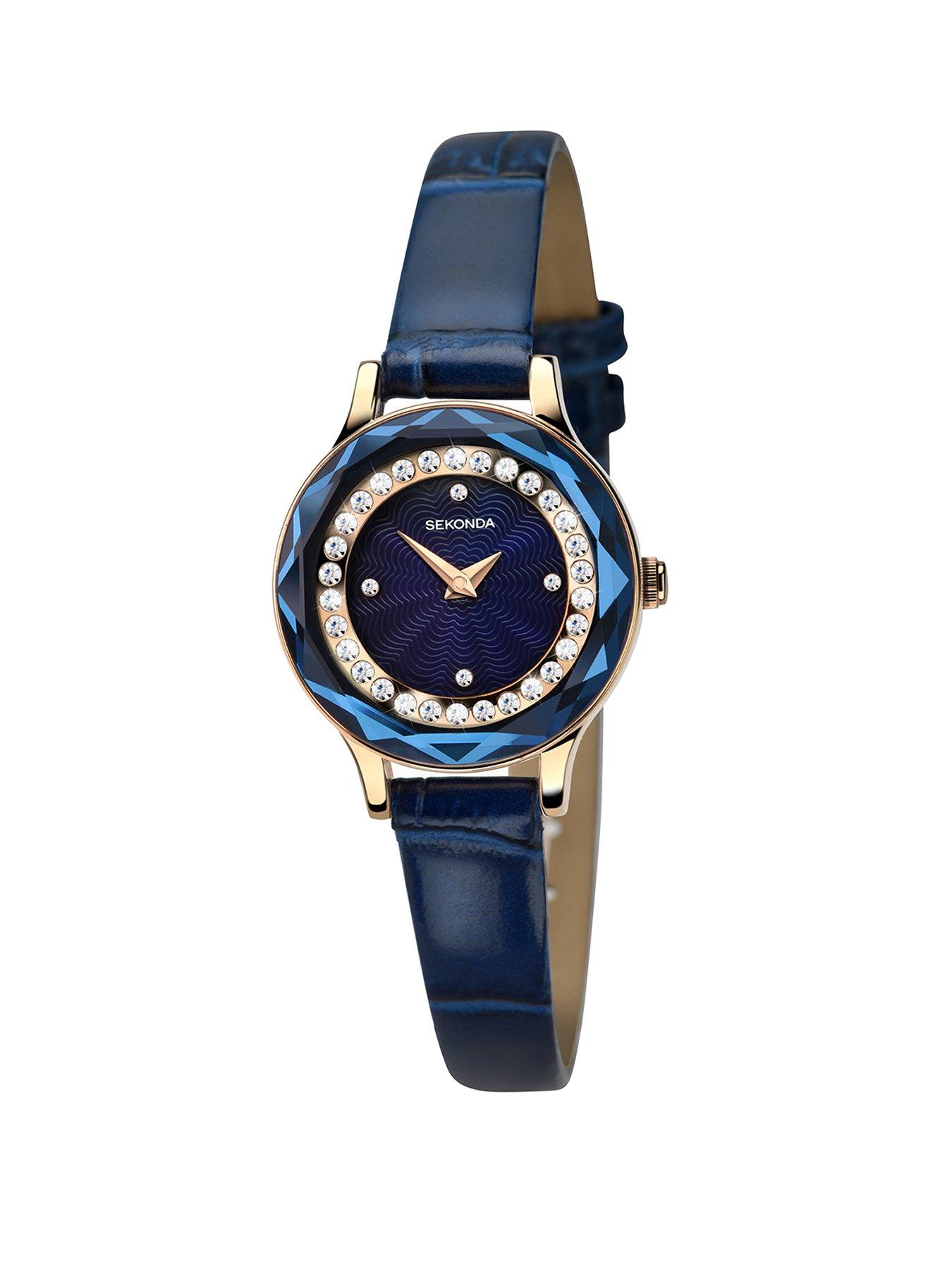 Blue Sapphire Crocodile Leather Watch Strap 2.6 cm : : Fashion