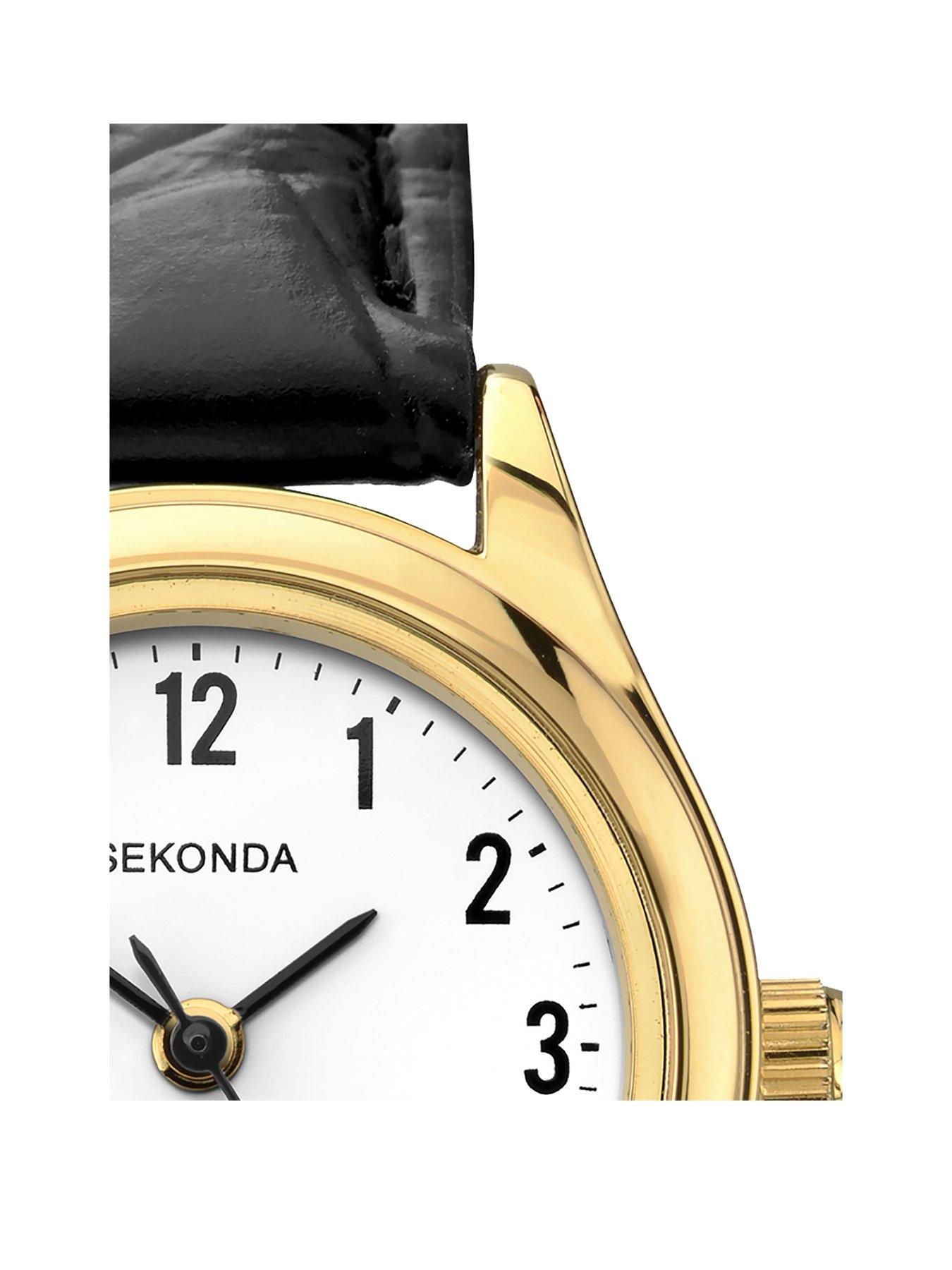 Image 2 of 5 of Sekonda Sekonda Ladies Easy Reader Black Leather Upper Strap with White Dial Watch