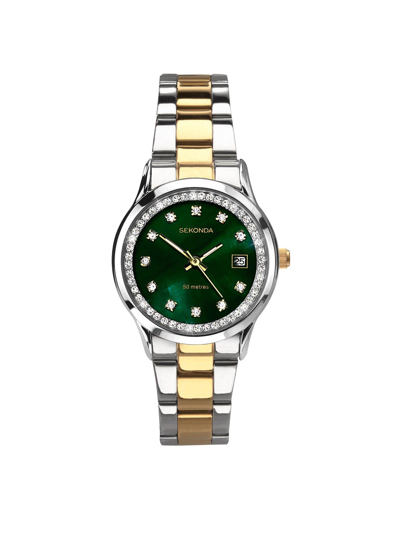 Sekonda Sekonda Ladies Victoria Two Tone Stainless Steel Bracelet with Green Dial Watch