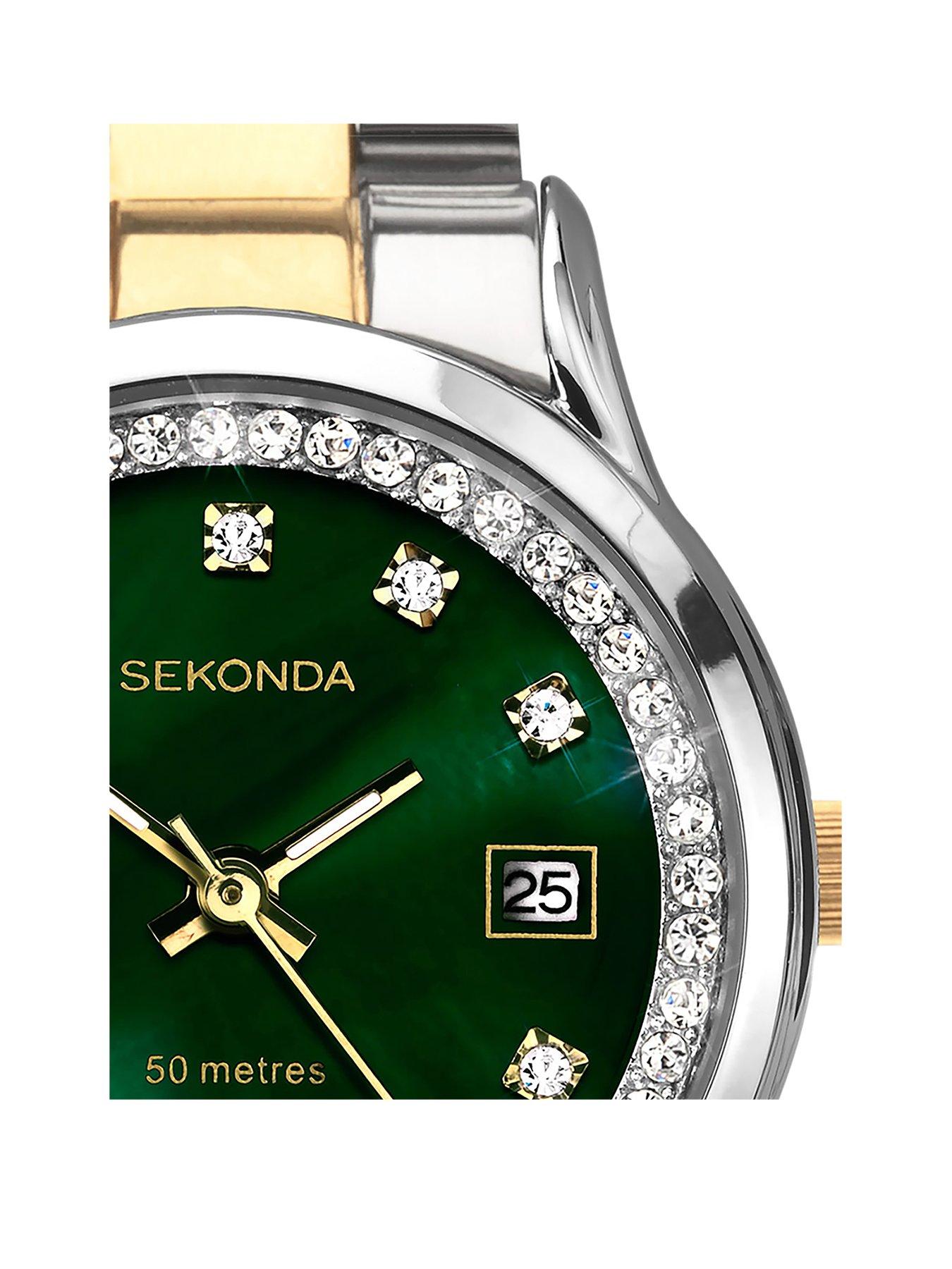 sekonda-sekonda-ladies-victoria-two-tone-stainless-steel-bracelet-with-green-dial-watchstillFront