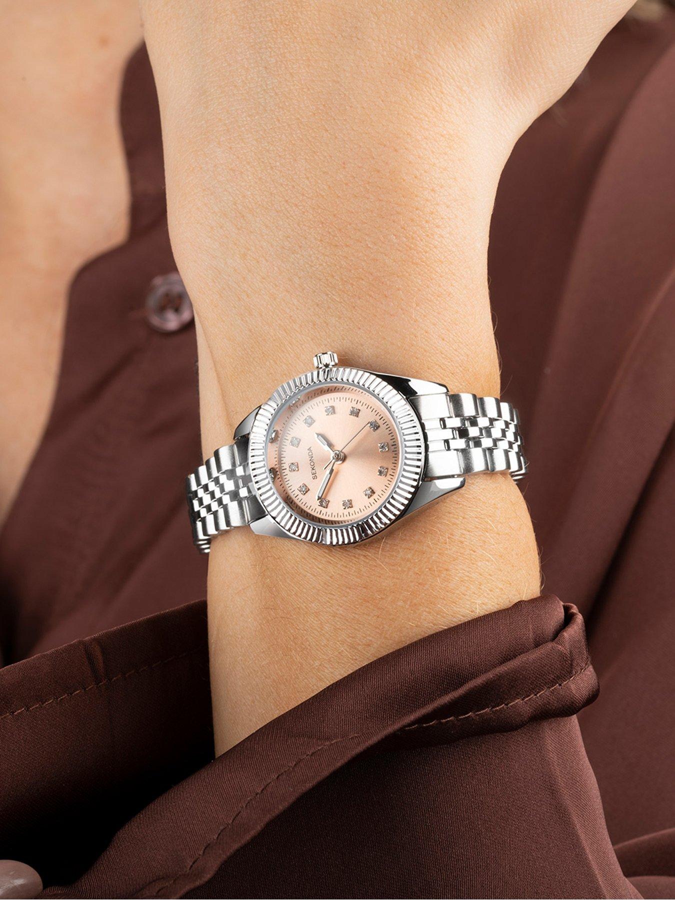 Sekonda Sekonda Ladies Silver Stainless Steel Bracelet with Rose