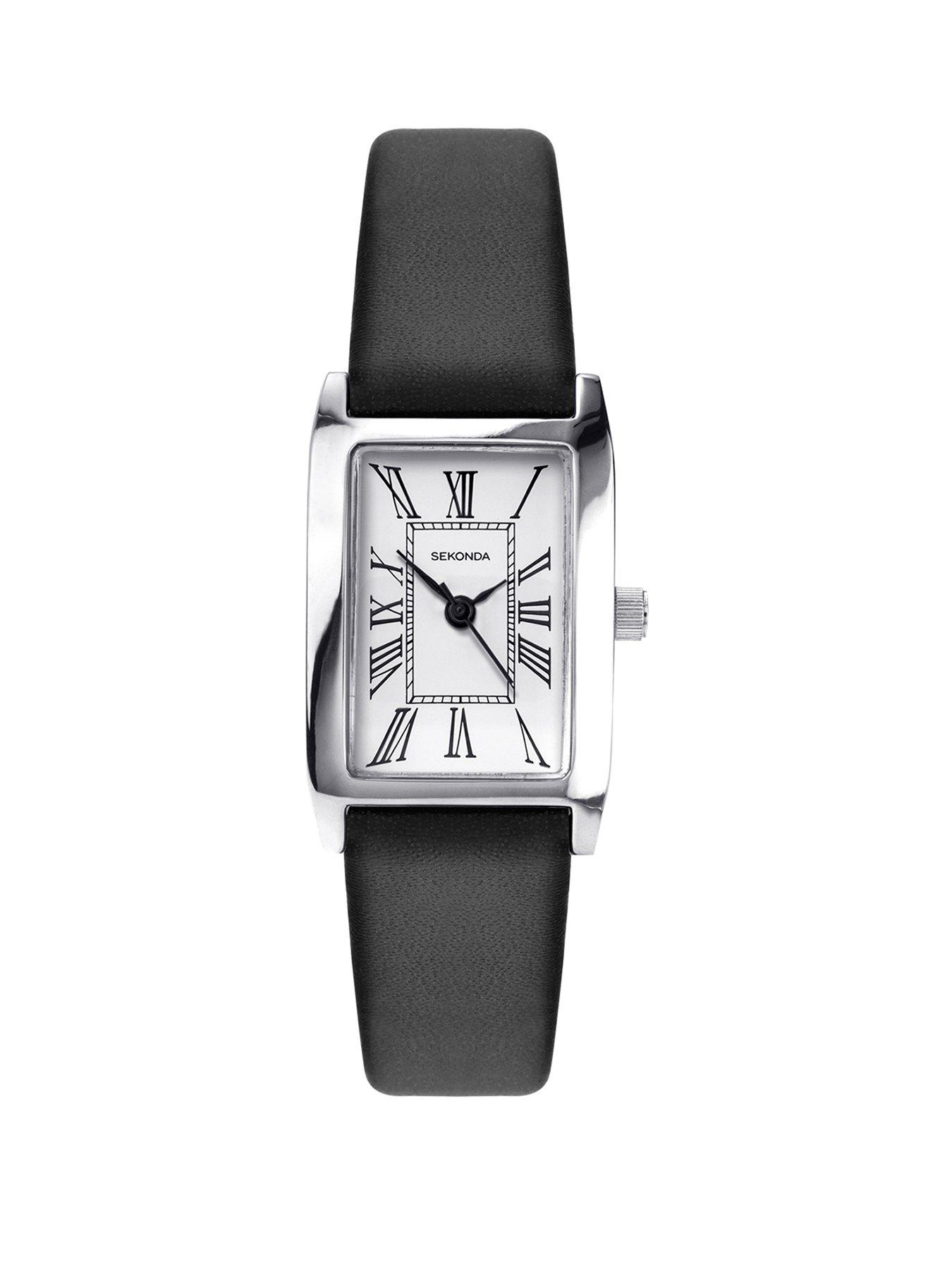 sekonda-sekonda-ladies-black-leather-strap-with-white-dial-watch