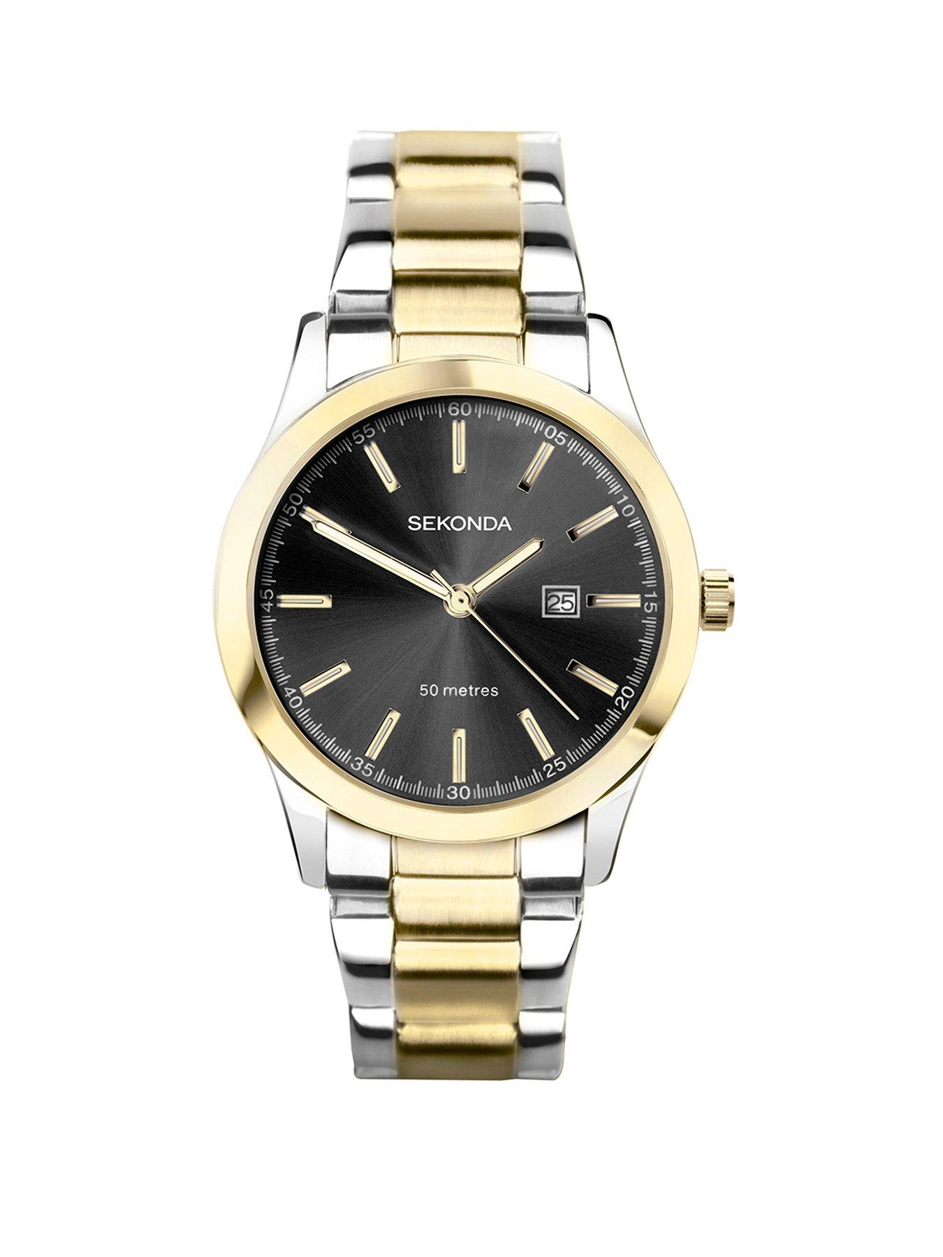 sekonda-sekonda-ladies-taylor-two-tone-stainless-steel-bracelet-with-black-dial-watchfront