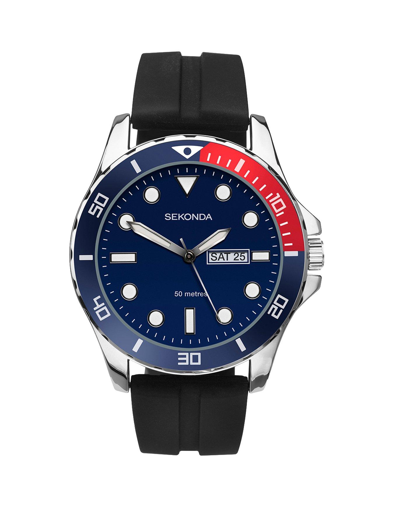 undefined Sekonda Men's Tidal Black Rubber Strap with Blue Dial Watch