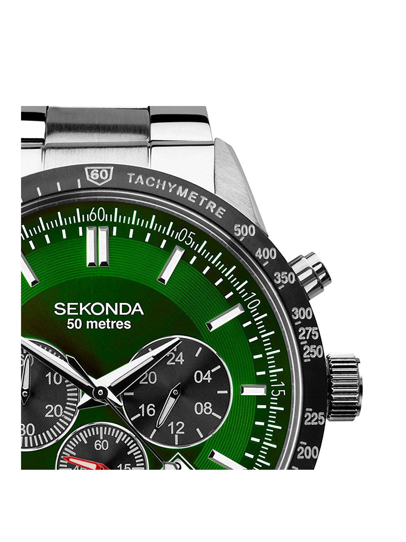 sekonda-sekonda-mens-velocity-silver-stainless-steel-bracelet-with-green-dial-watchstillFront