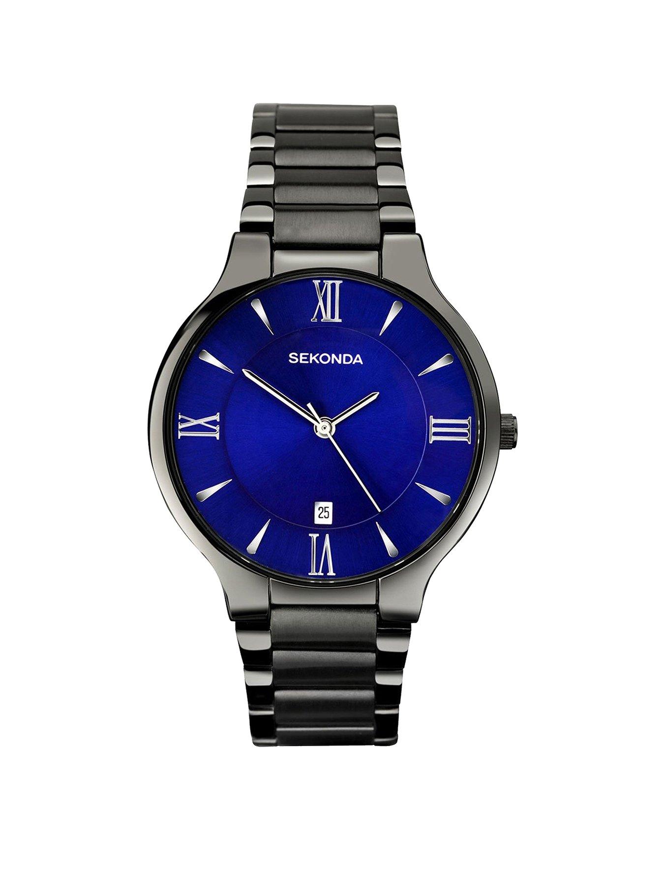 sekonda-sekonda-mens-wilson-gun-metal-stainless-steel-bracelet-with-dark-blue-dial-watch