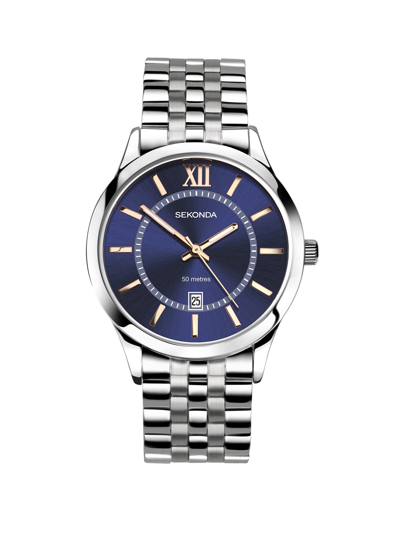 Image 1 of 6 of Sekonda Sekonda Men's Silver Stainless Steel Bracelet with Blue Dial Watch