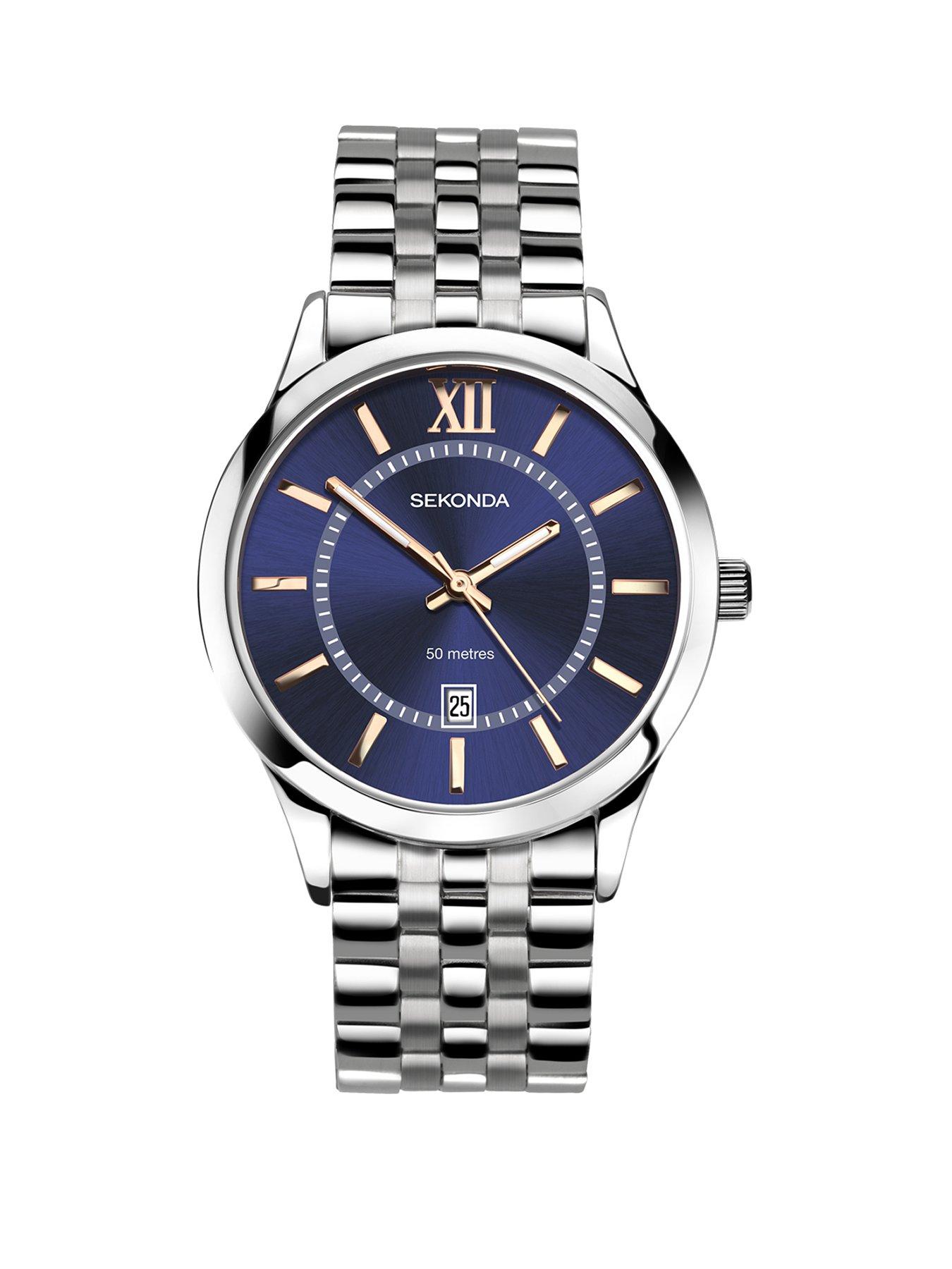 Image 2 of 6 of Sekonda Sekonda Men's Silver Stainless Steel Bracelet with Blue Dial Watch