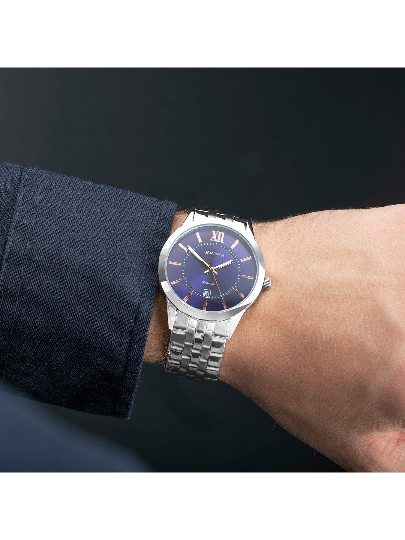 Image 3 of 6 of Sekonda Sekonda Men's Silver Stainless Steel Bracelet with Blue Dial Watch