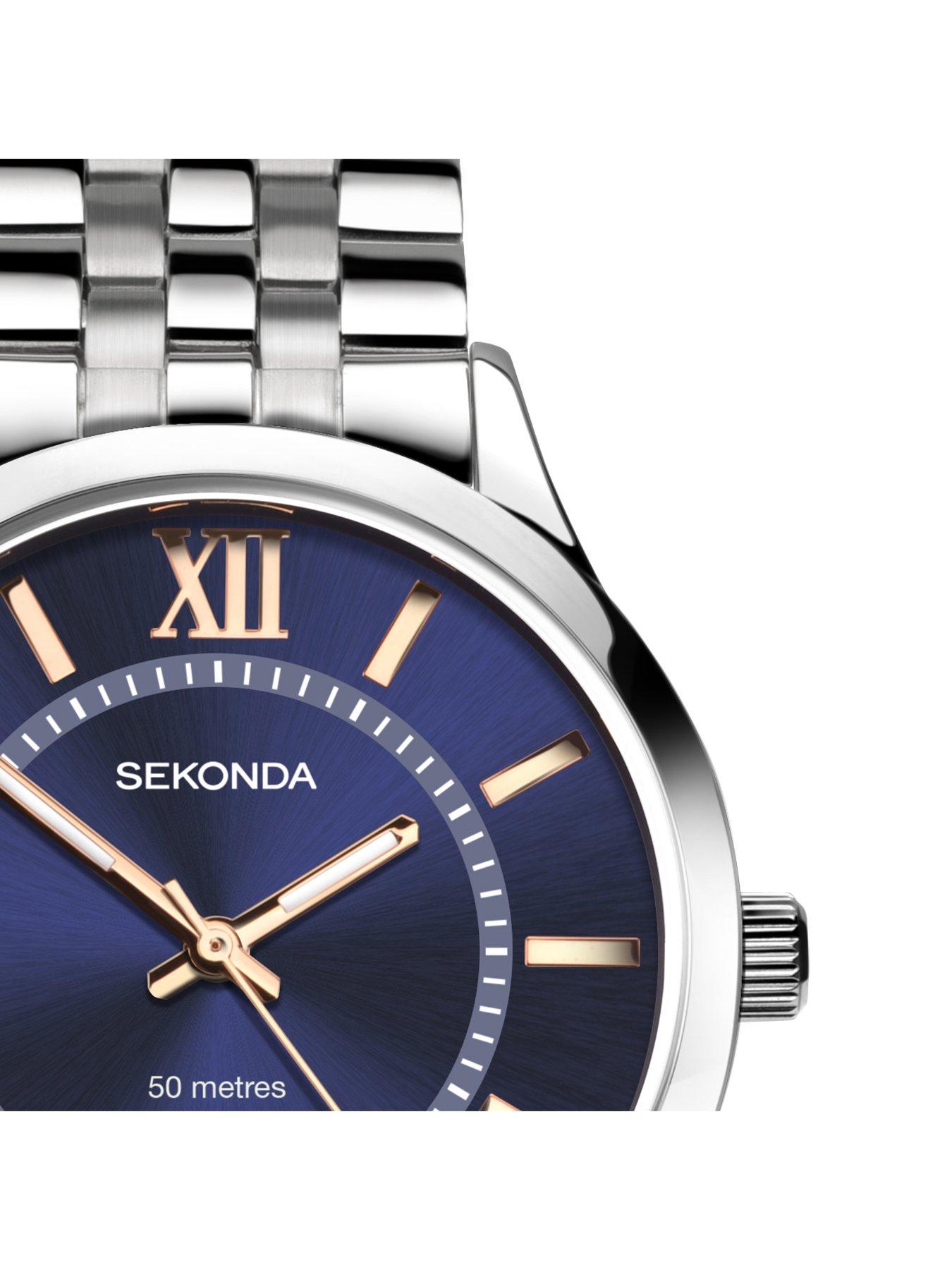 Image 4 of 6 of Sekonda Sekonda Men's Silver Stainless Steel Bracelet with Blue Dial Watch