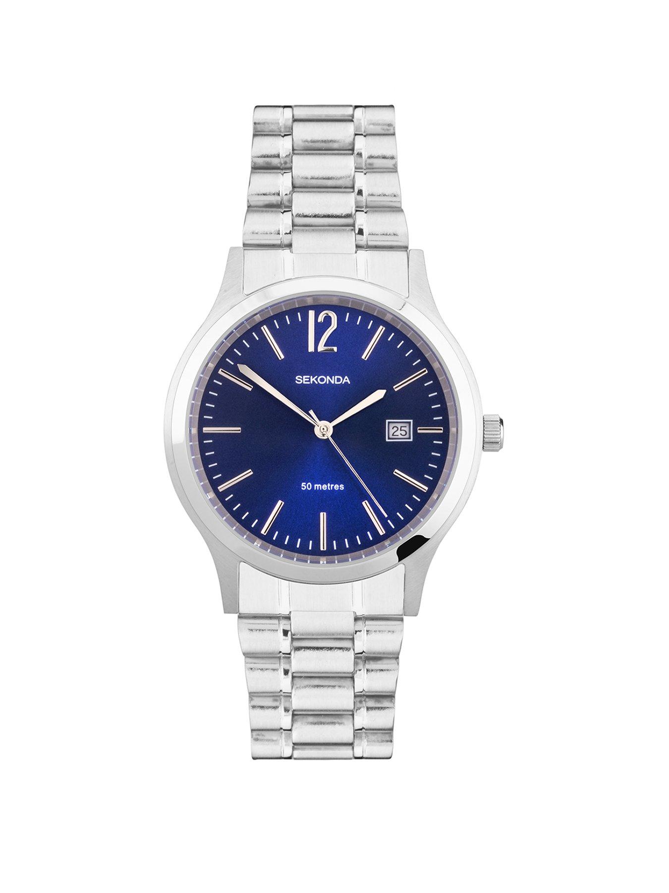Sekonda Sekonda Men's Silver Stainless Steel Bracelet with Blue Dial Watch