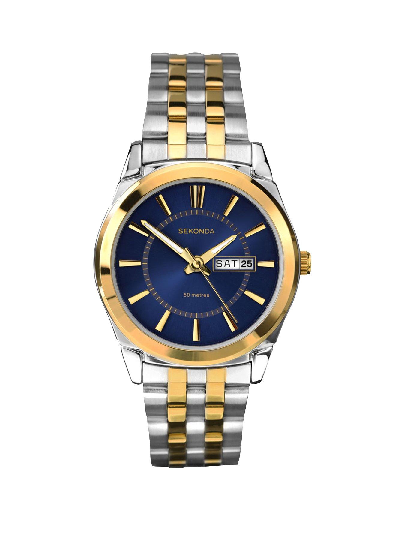 undefined Sekonda Men's Riley Two Tone Stainless Steel Bracelet with Blue Dial Watch