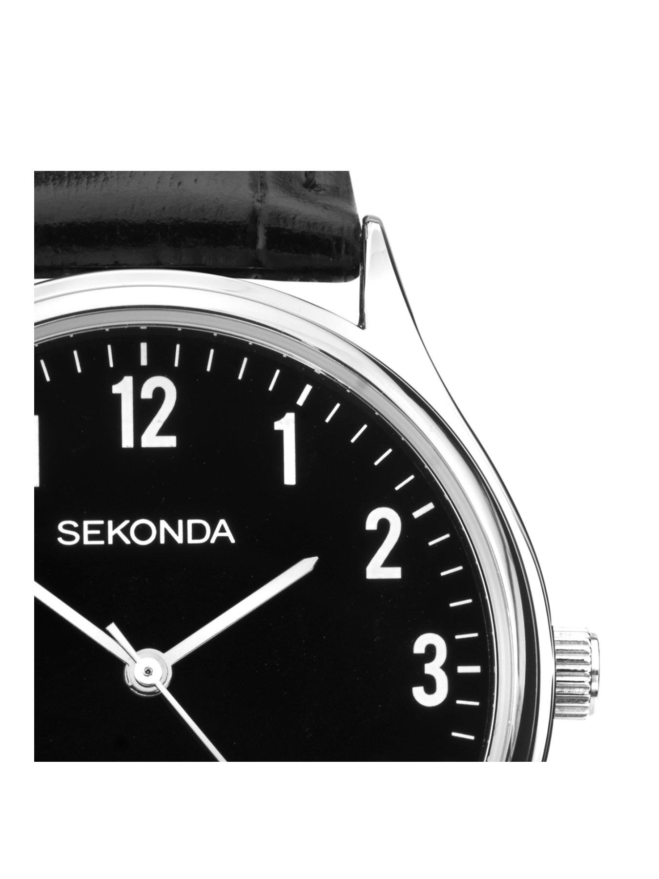 Image 2 of 5 of Sekonda Sekonda Men's Easy Reader Black Leather Upper Strap with Black Dial Watch