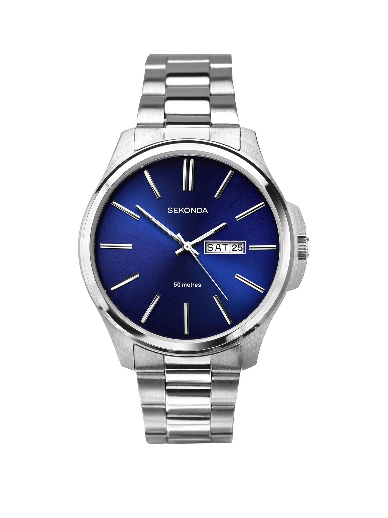 undefined Sekonda Men's Jones Silver Stainless Steel Bracelet with Blue Dial Watch