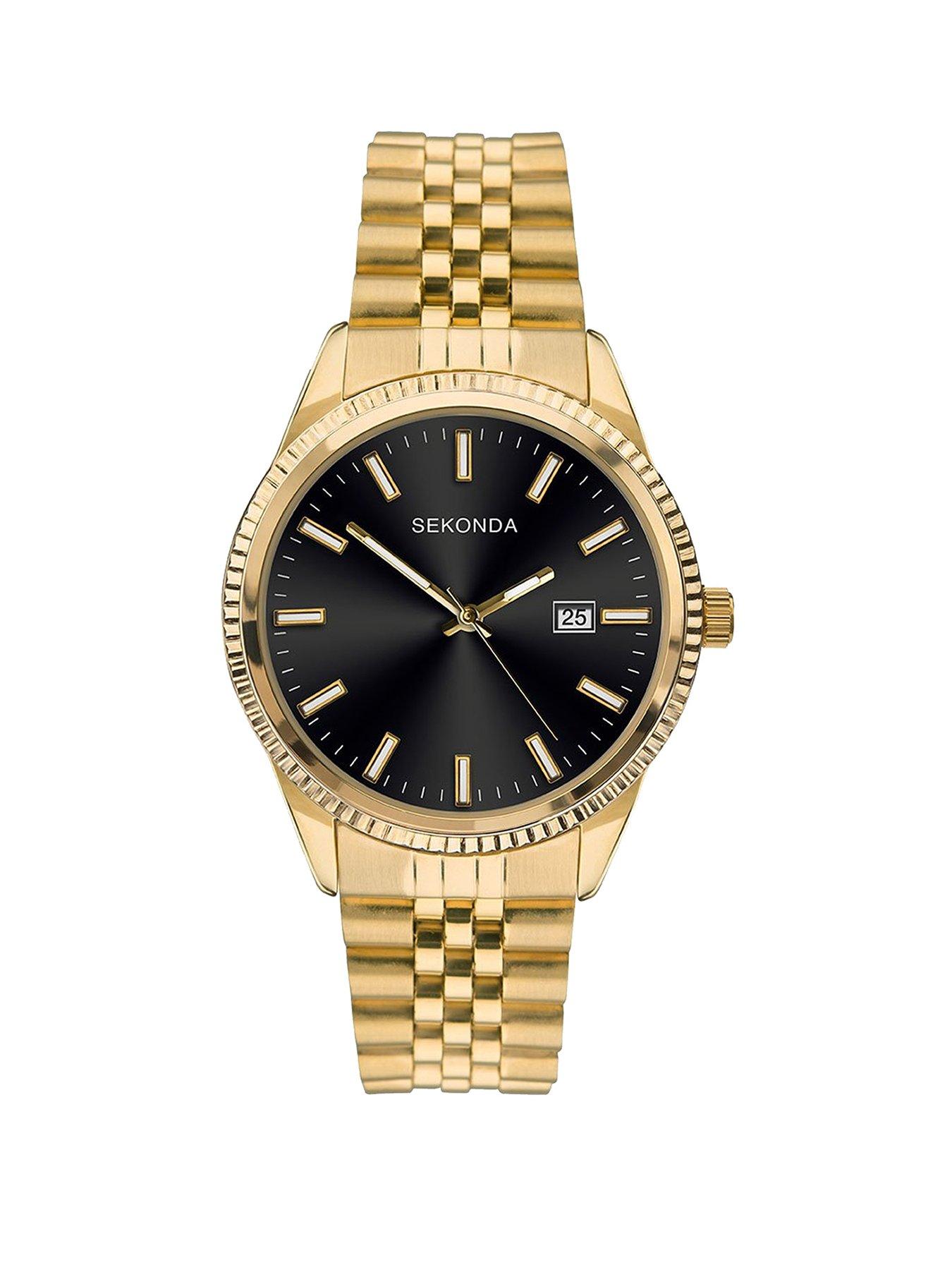 sekonda-sekonda-mens-king-gold-stainless-steel-bracelet-with-black-dial-watch