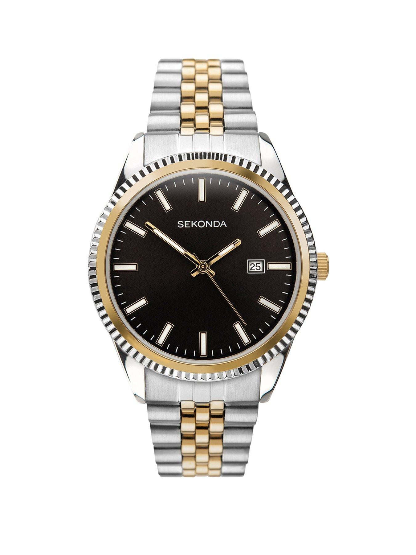 Sekonda Sekonda Men's King Two Tone Stainless Steel Bracelet with Black Dial Watch