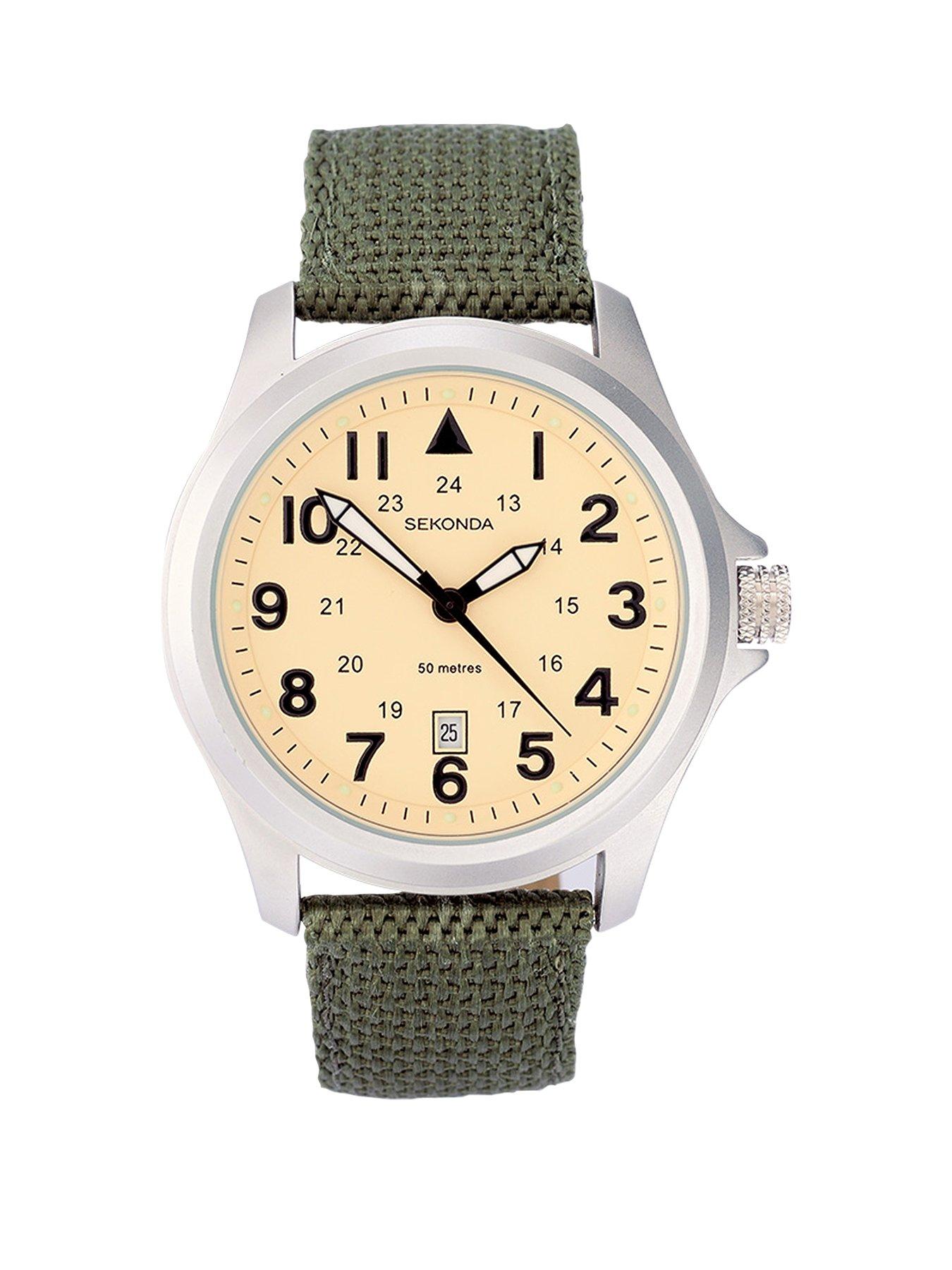 sekonda-sekonda-mens-wingman-green-nylon-strap-with-cream-dial-watch