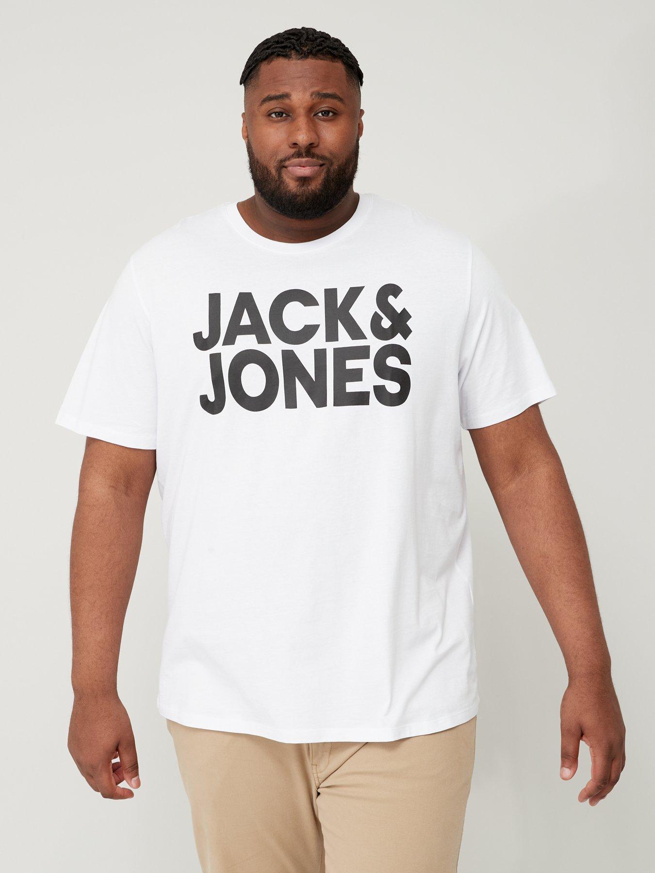 Image 1 of 4 of Jack & Jones PLUS Corp Logo T-Shirt - White