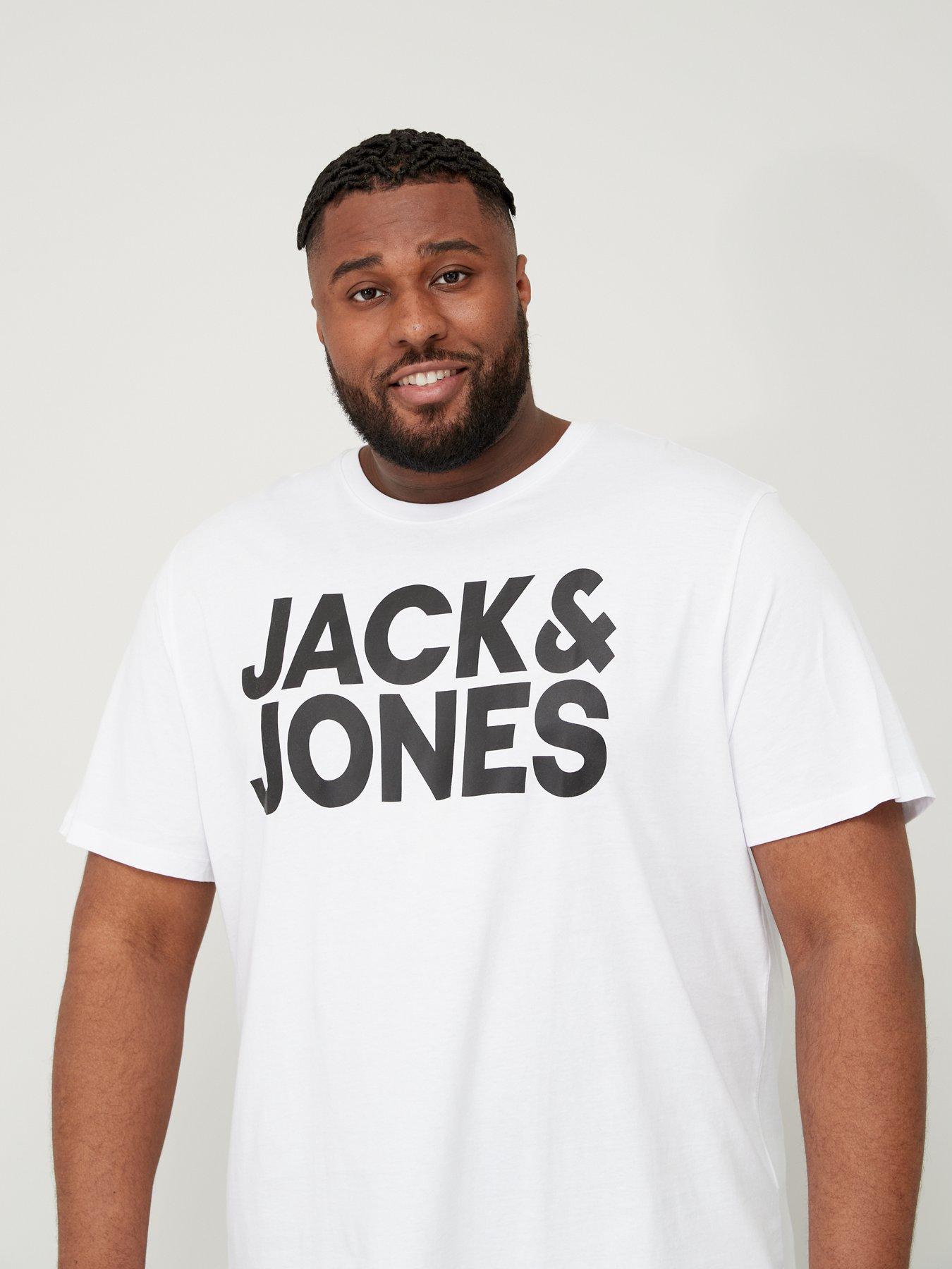 Image 4 of 4 of Jack & Jones PLUS Corp Logo T-Shirt - White