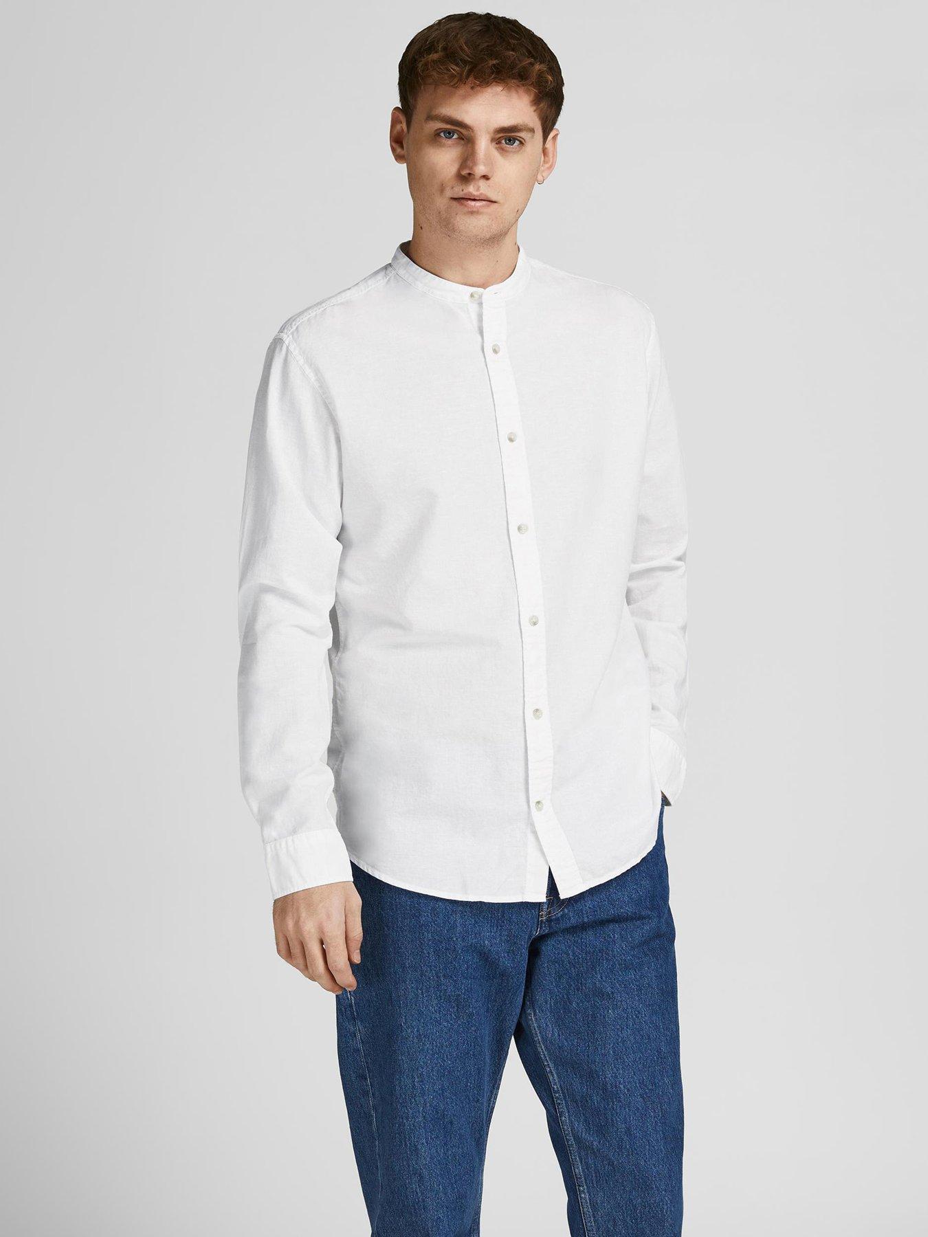 Summer Collarless Shirt White