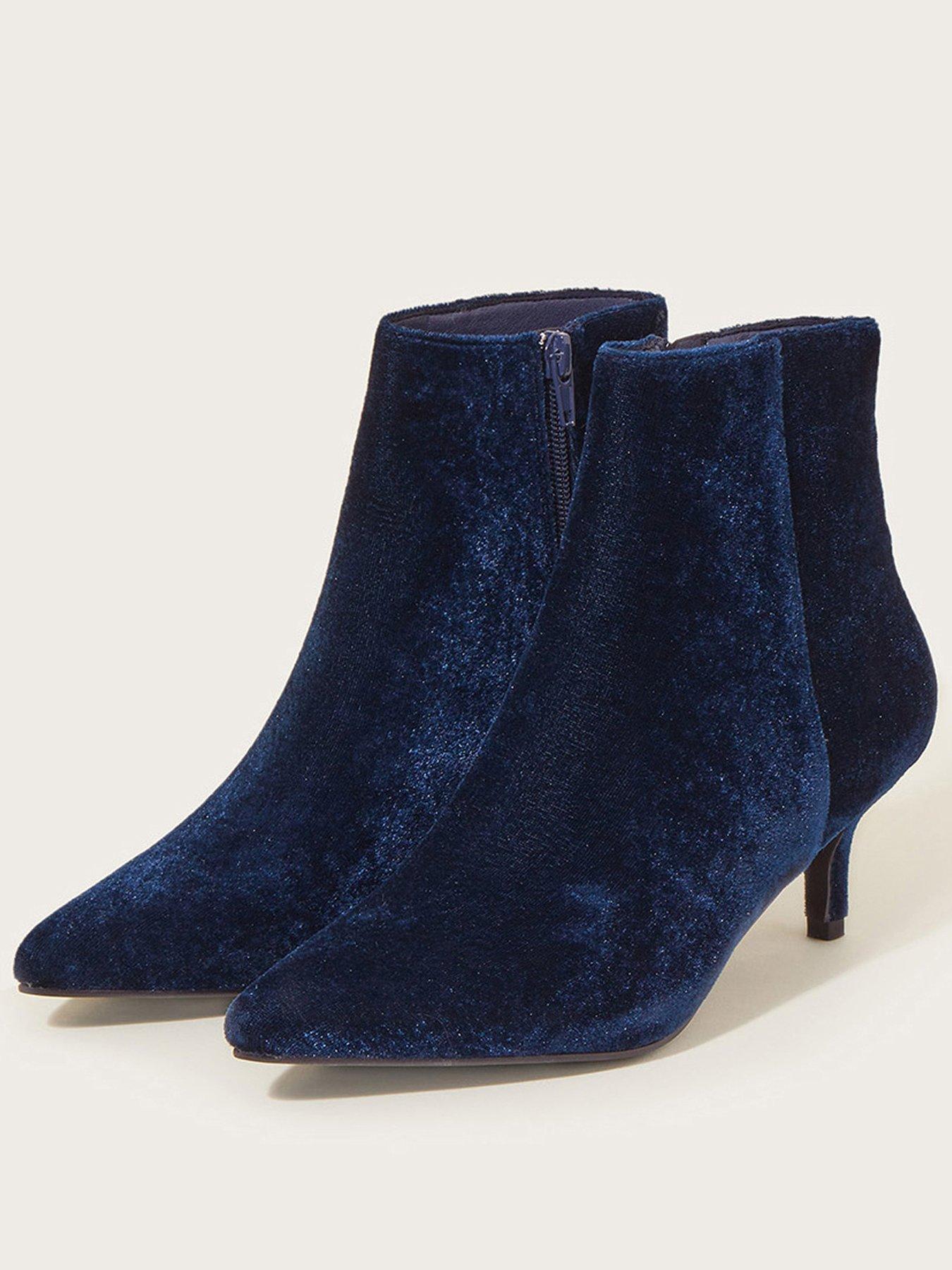 Monsoon Smart Velvet Kitten Heel Boot 