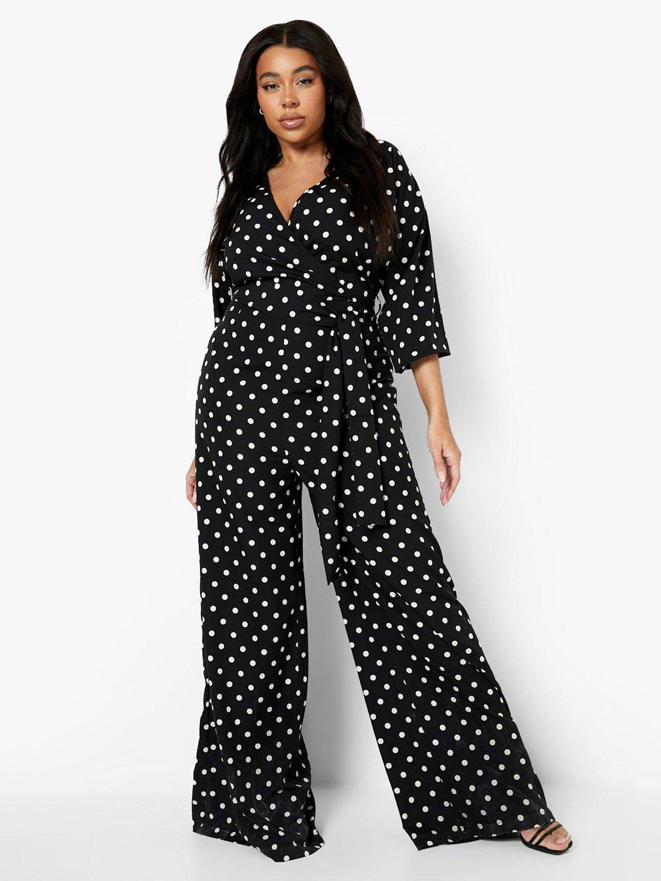 Polka dot store wrap jumpsuit