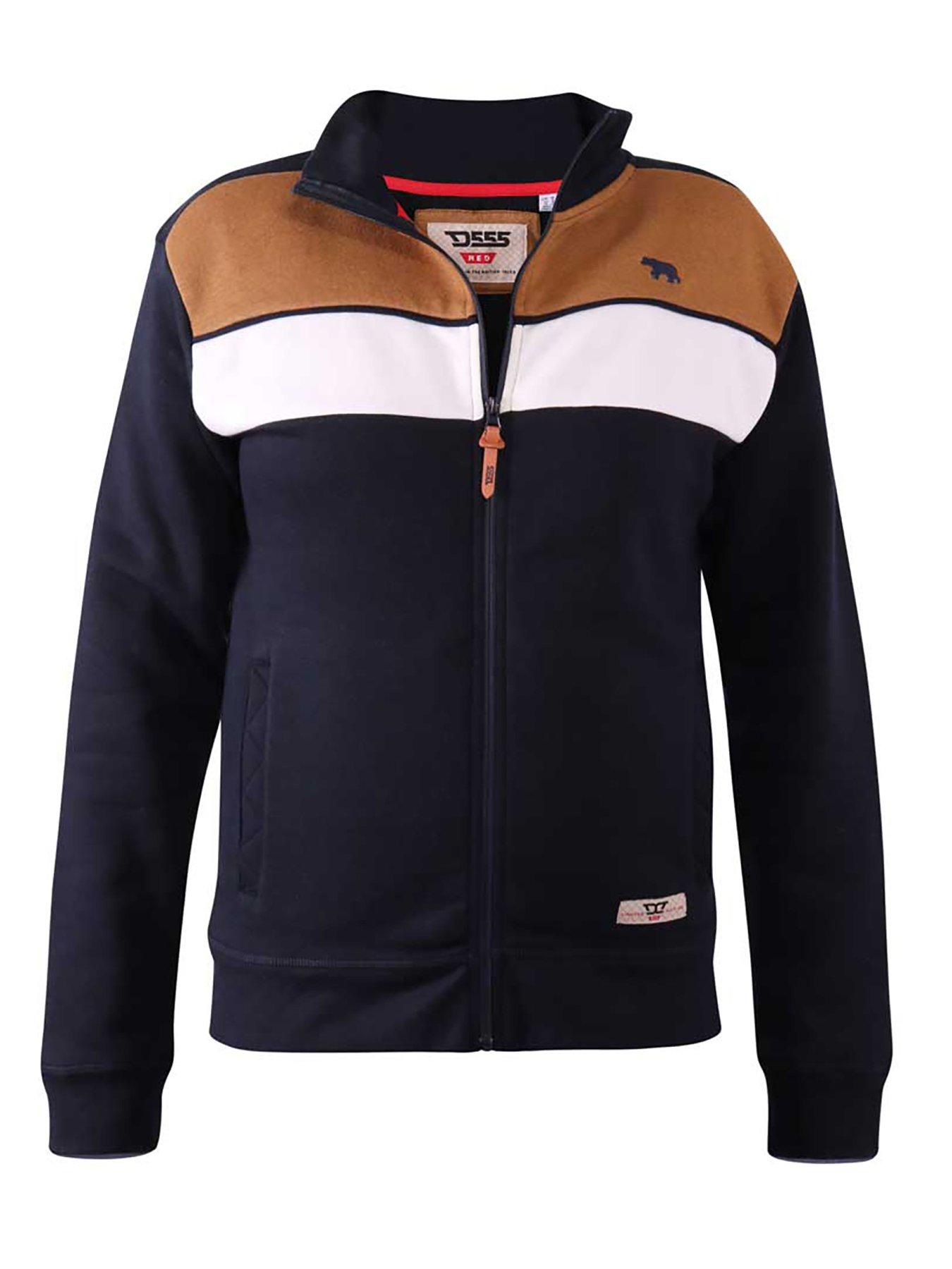 Image 2 of 4 of D555 Willowbrook Cut And Sew Full Zipper Sweatshirt - Navy