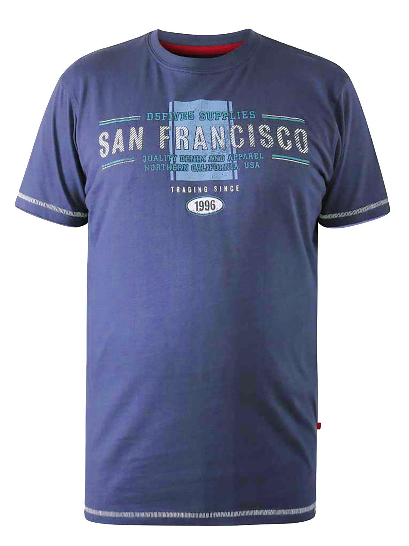 Image 2 of 4 of D555 Wanstead San Francisco Print T-Shirt - Navy