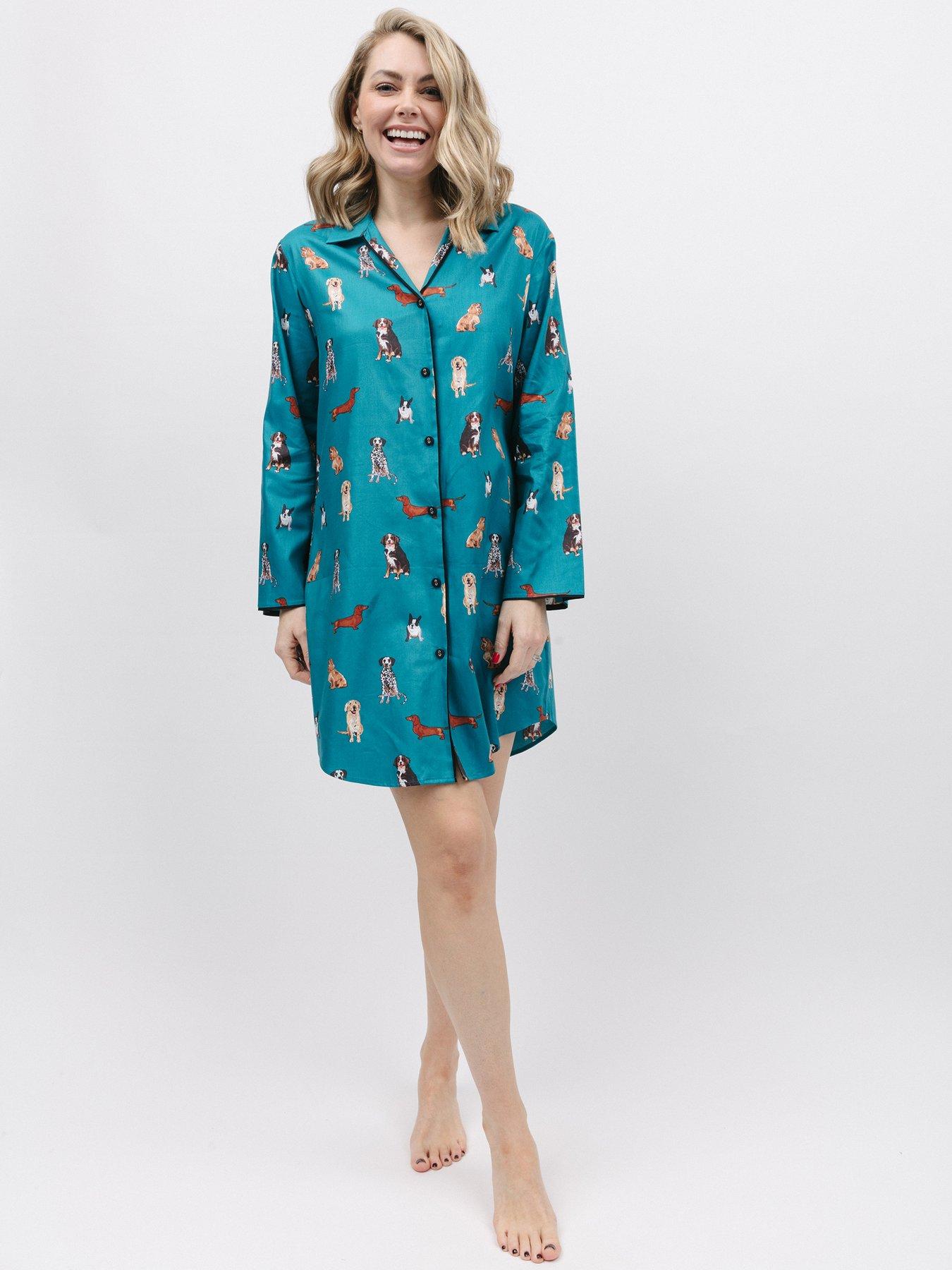 Cyberjammies Cyberjammies Dk. Teal Blue Dog Print Nightshirt
