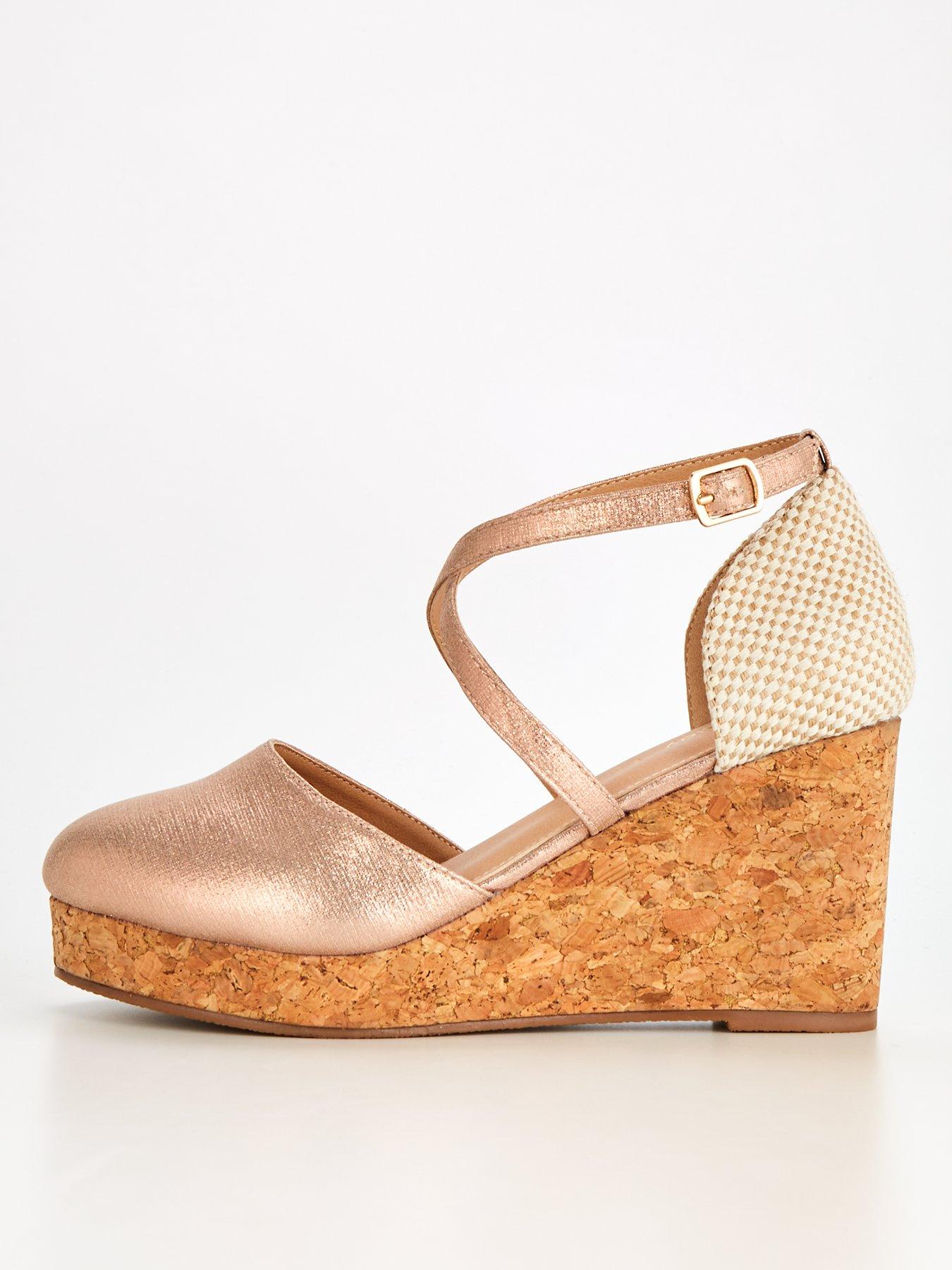 Rose gold wide fit wedges outlet