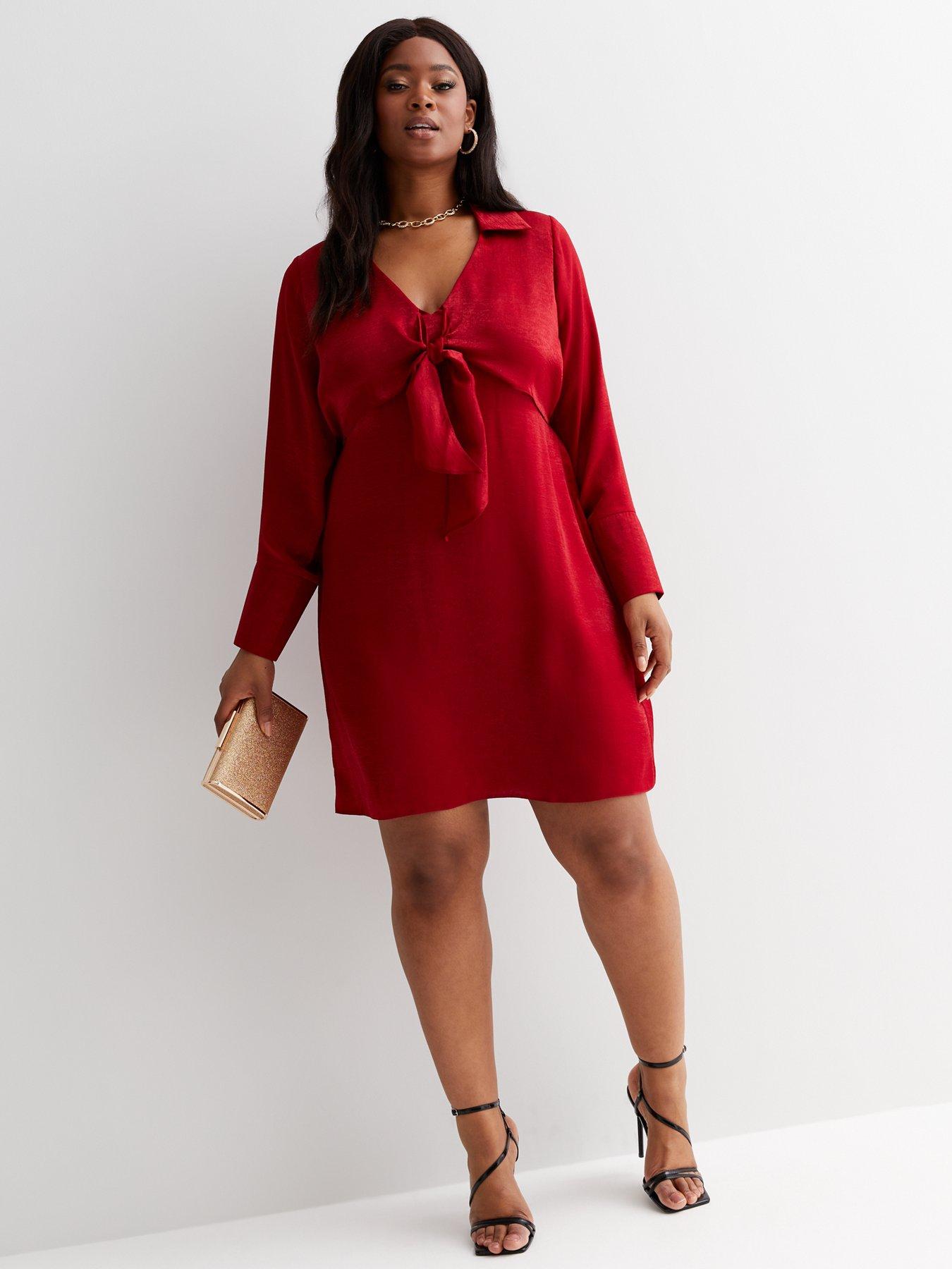 Red velvet dress new hot sale look