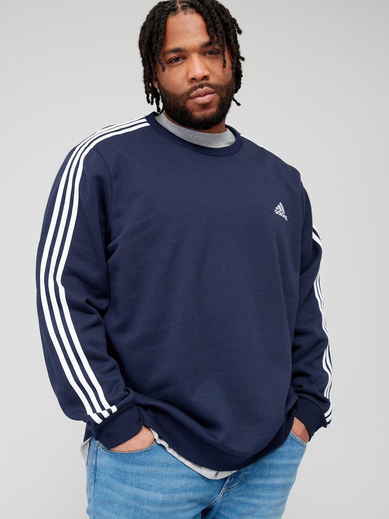 Adidas 3 stripe 2024 crew neck sweatshirt