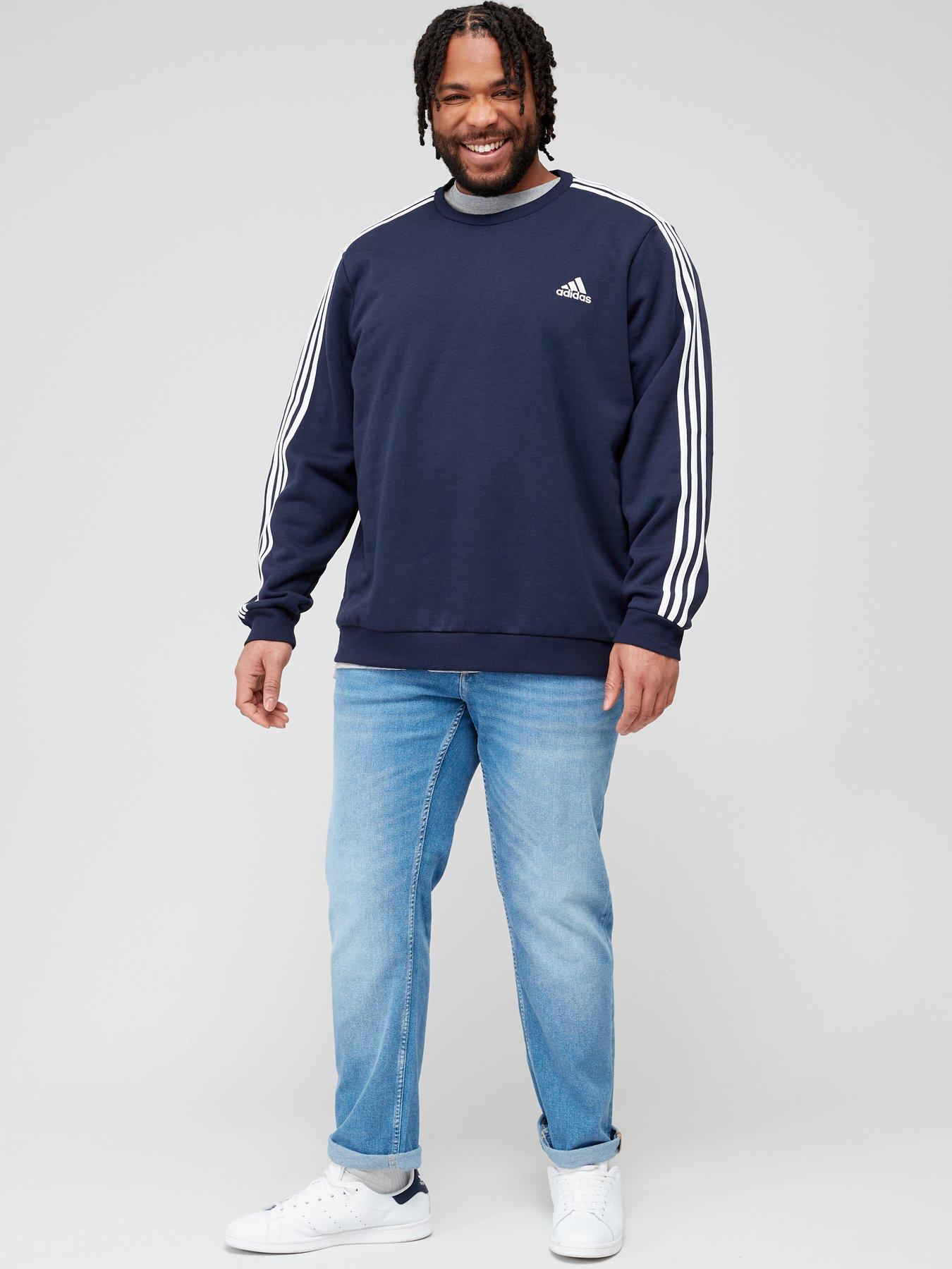 Adidas 3 stripe crew cheap neck sweatshirt