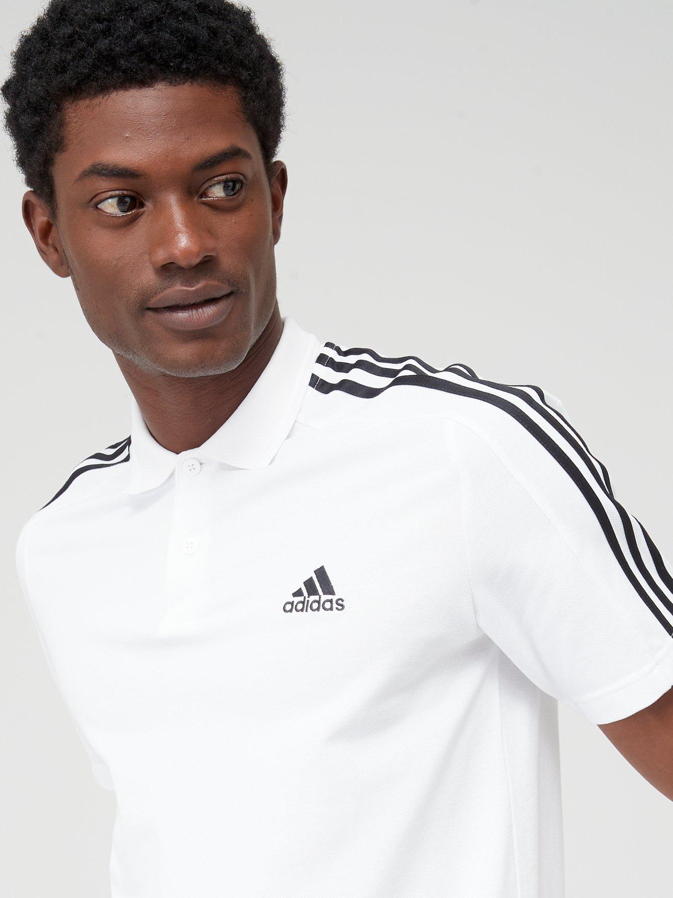 adidas-sportswear-essentials-embroidered-small-logo-3-stripes-pique-polo-shirt-whiteoutfit