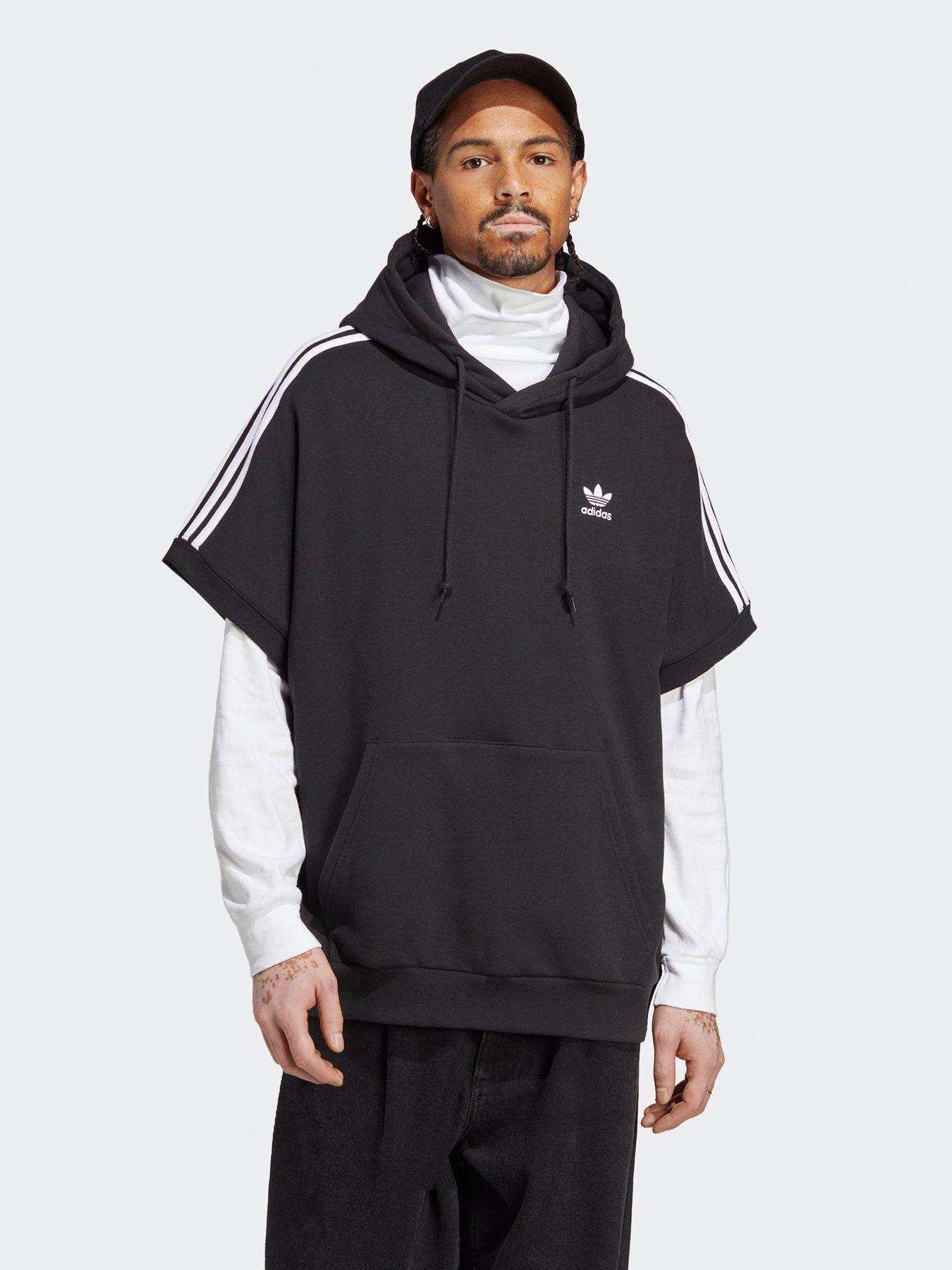 Adidas originals hoodie with 3-stripes clearance lock up logo in black