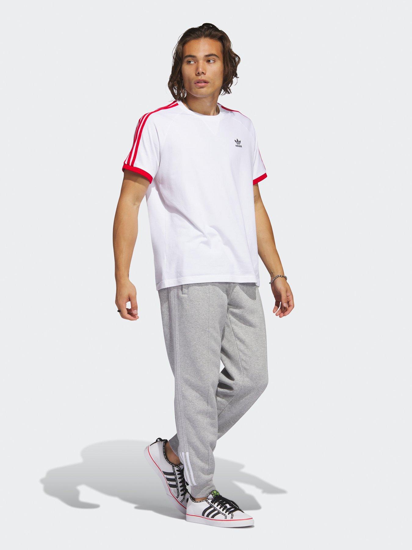 adidas navy 3 stripe t shirt