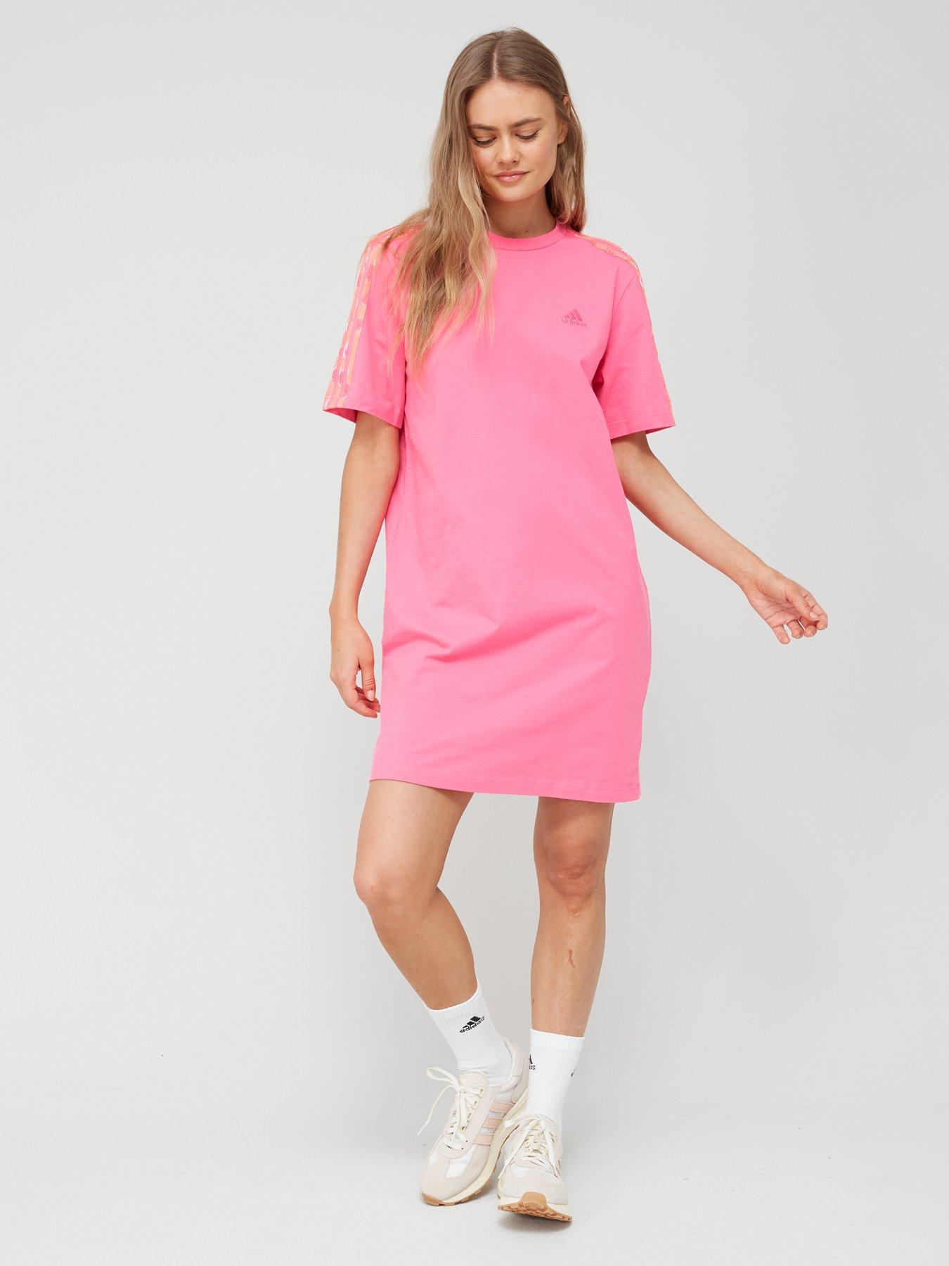 Adidas 3 outlet stripe dress pink