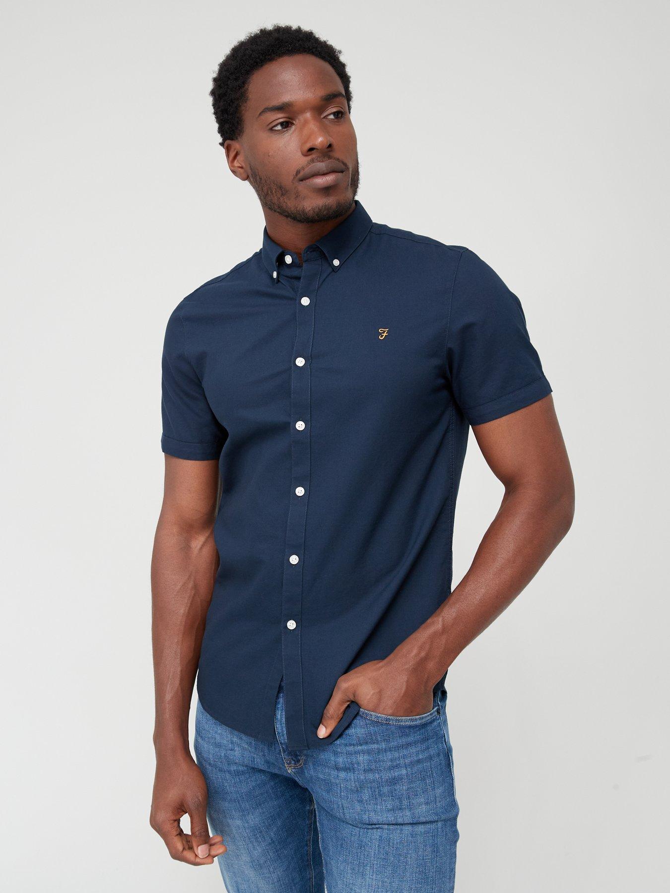 Farah Brewer Short Sleeve Slim Fit Shirt Navy